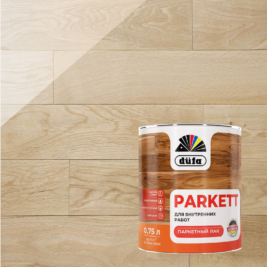 Изображение товара Лак паркетный Dufa Parkett полуматовый бесцветный 0.75 л