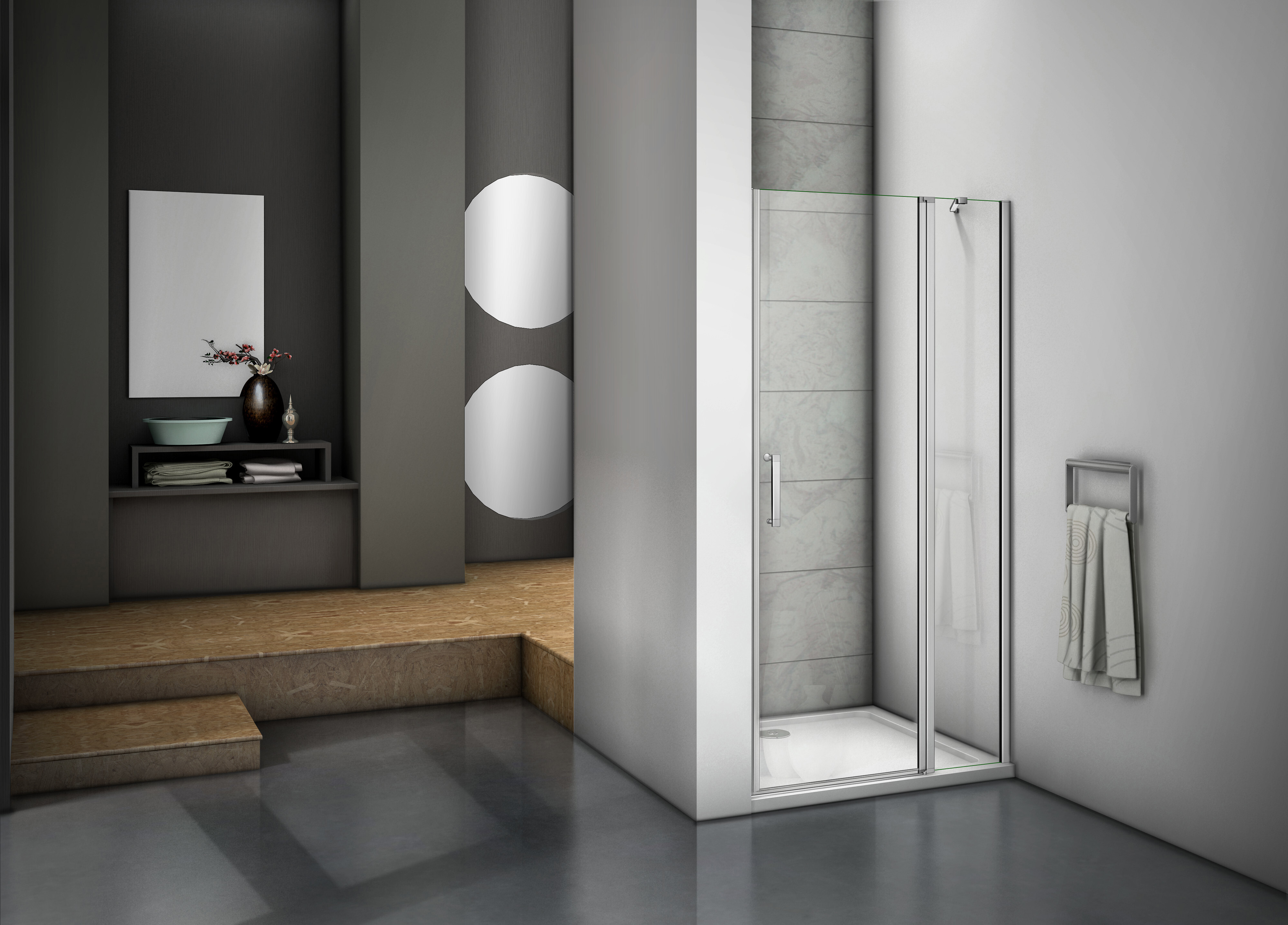 Изображение товара Душевая дверь Makiato WTW-OD-130-C-WE 185x130 см распашная гладкая хром