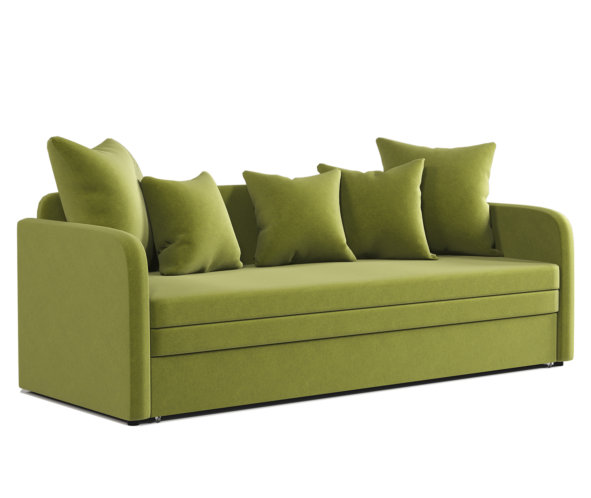 Изображение товара Диван Шарм-дизайн Трио 210x72 см с велюровой обивкой зеленого цвета