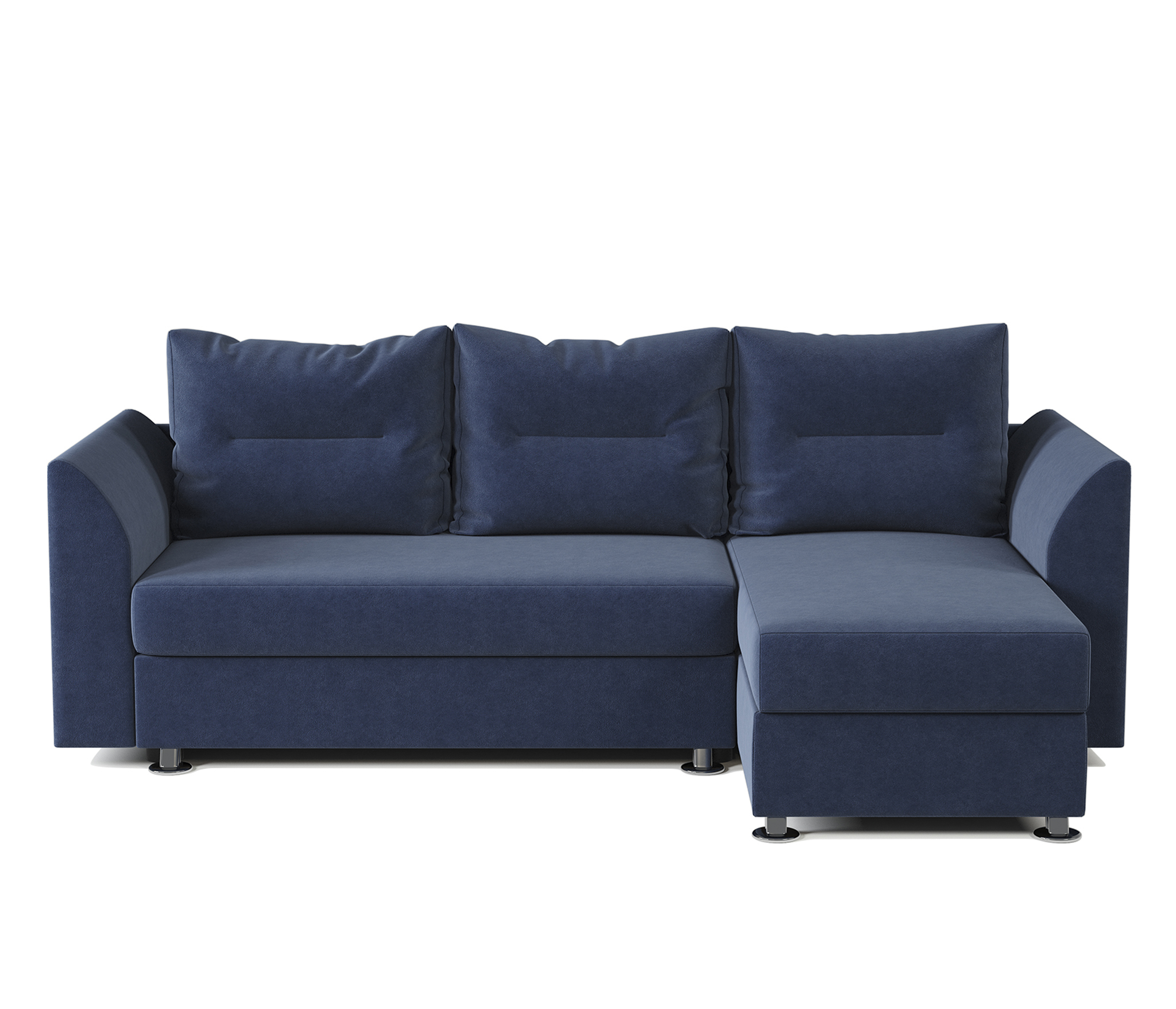 Изображение товара Угловой диван Ария скала из велюра с ящиком для белья 225x150 см синий