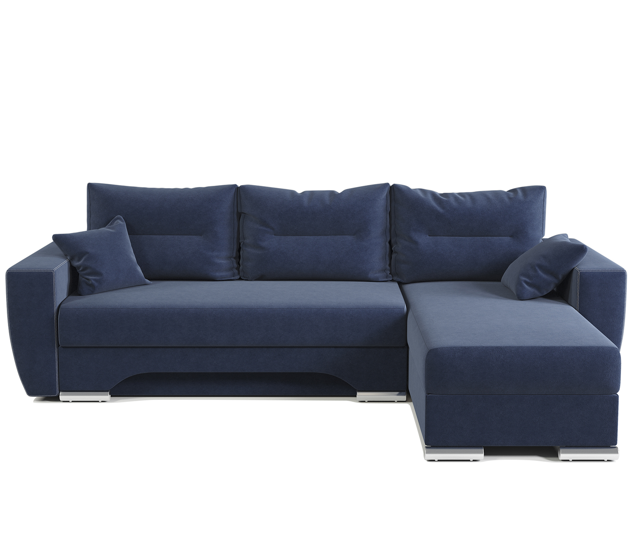 Изображение товара Диван Угловой Еврошаг с ящиком и механизма еврокнижка синий велюр 272x75x180 см