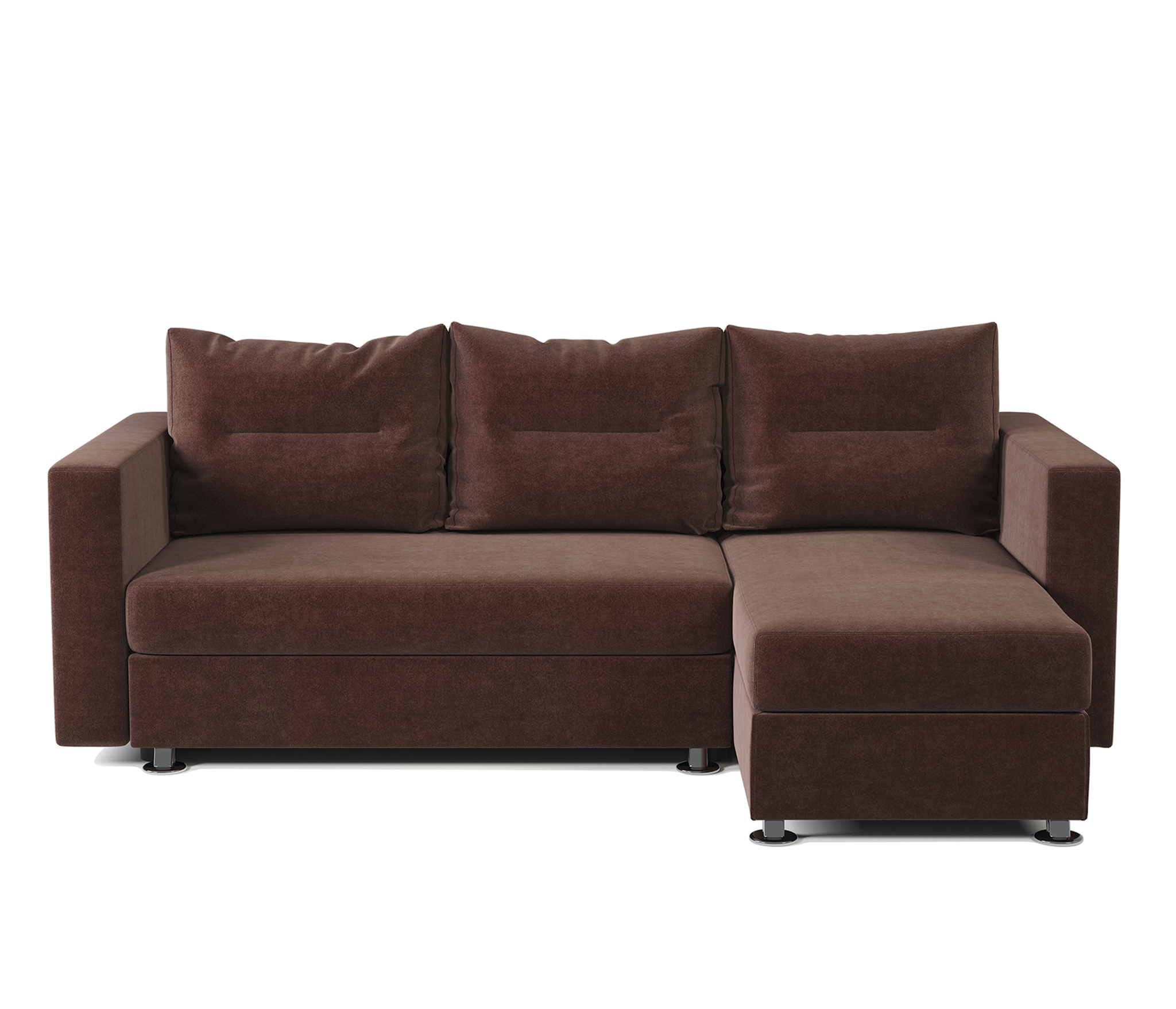 Изображение товара Диван угловой Шарм-дизайн Ария из велюра 225x78x150 см шоколадный