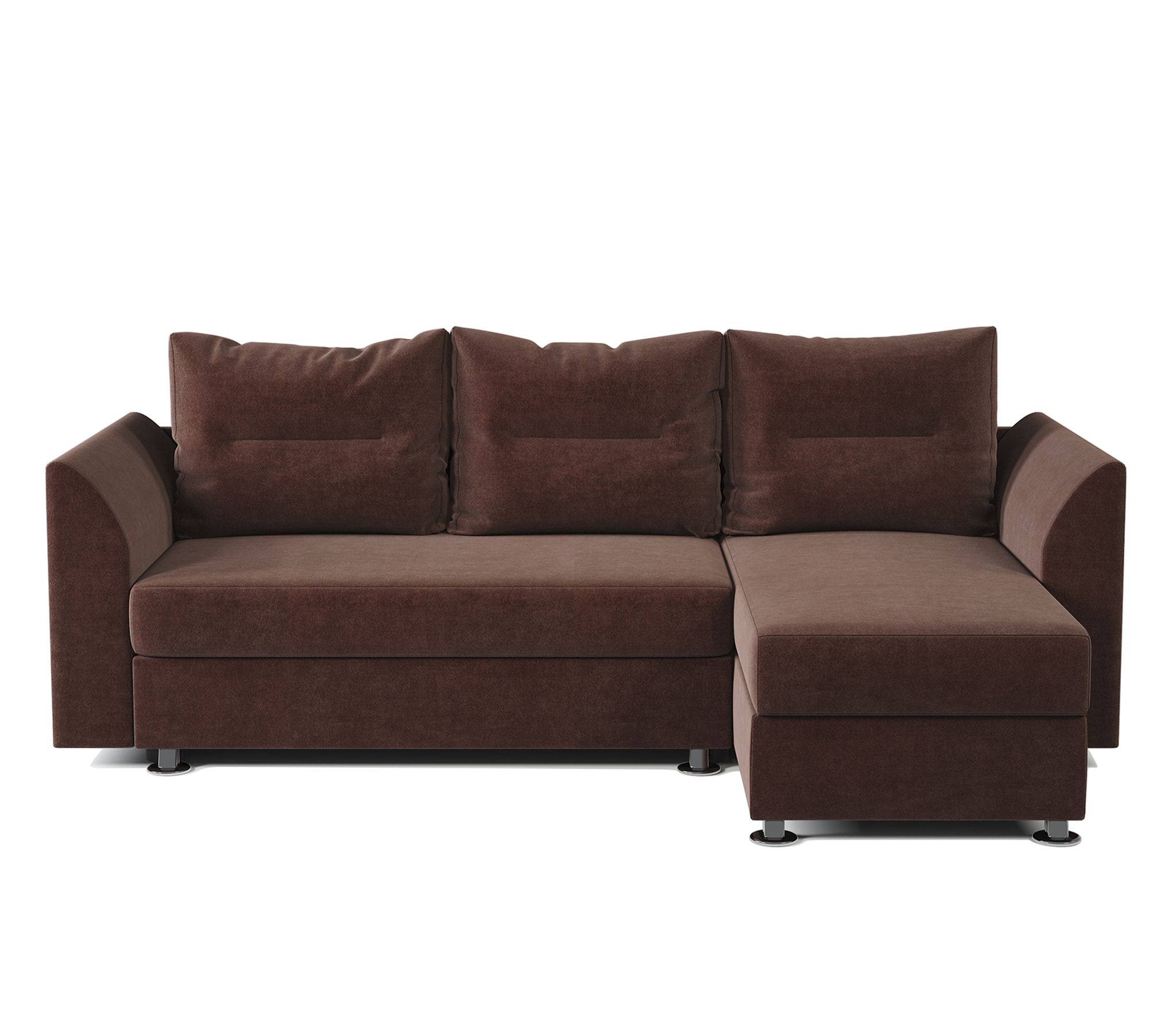 Изображение товара Угловой диван Шарм-дизайн Ария скала 225x78x150 см велюр шоколадный