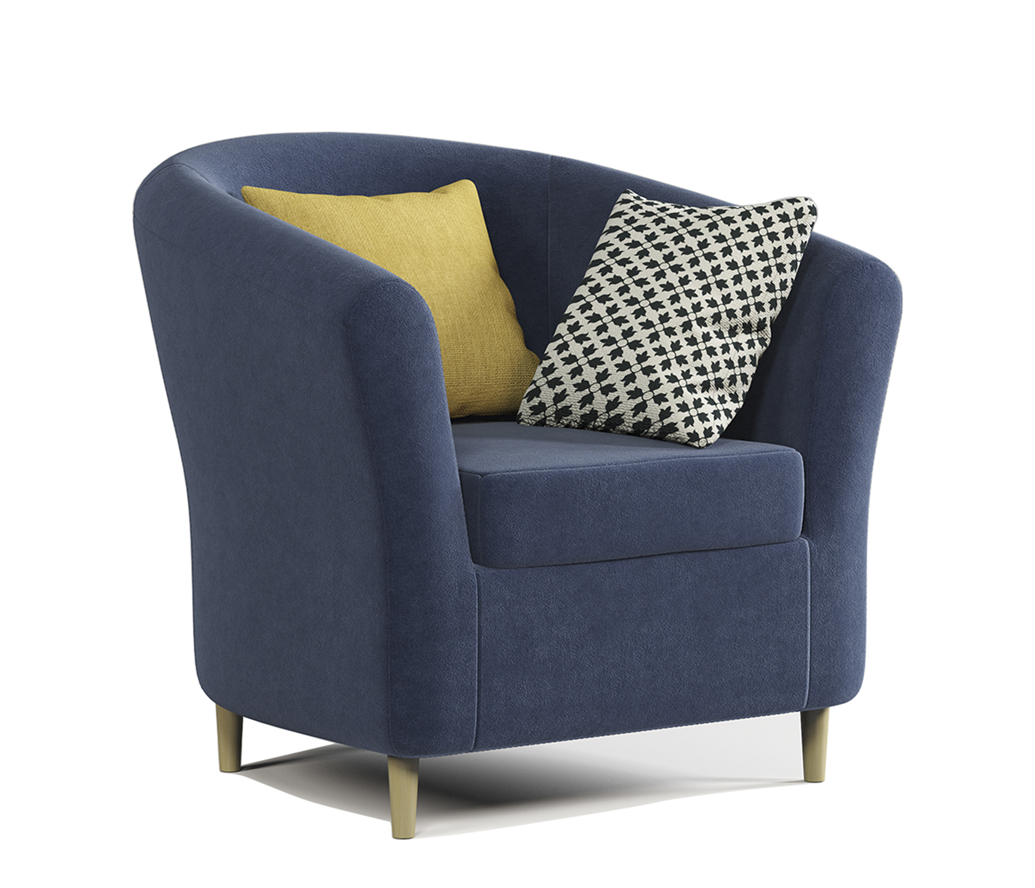 Изображение товара Кресло Евро Лайт из велюра темно-синее, современный дизайн, 82.5x76x80 см