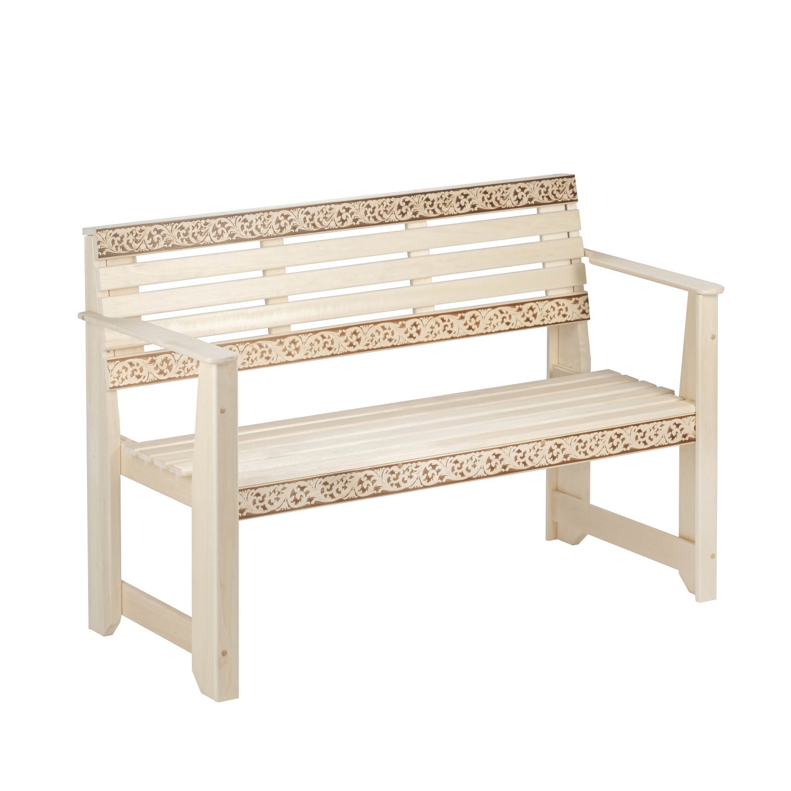 Изображение товара Скамья садовая Добропаровъ Салика Русский Север 120 см с подлокотниками