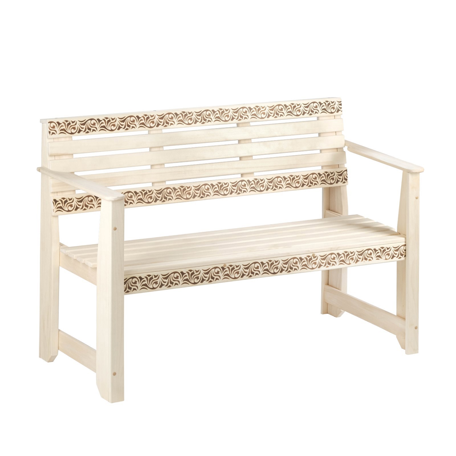 Изображение товара Садовая скамья Добропаровъ Салика Флора хвоя 120 см из дерева для сада и террасы