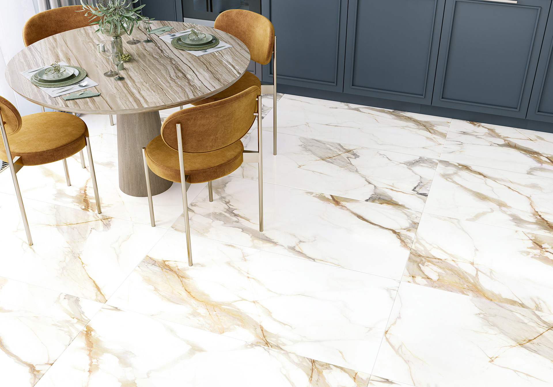 Изображение товара Керамогранит Alma Ceramica Calacatta Oro 570x1140 мм белый для пола и стен