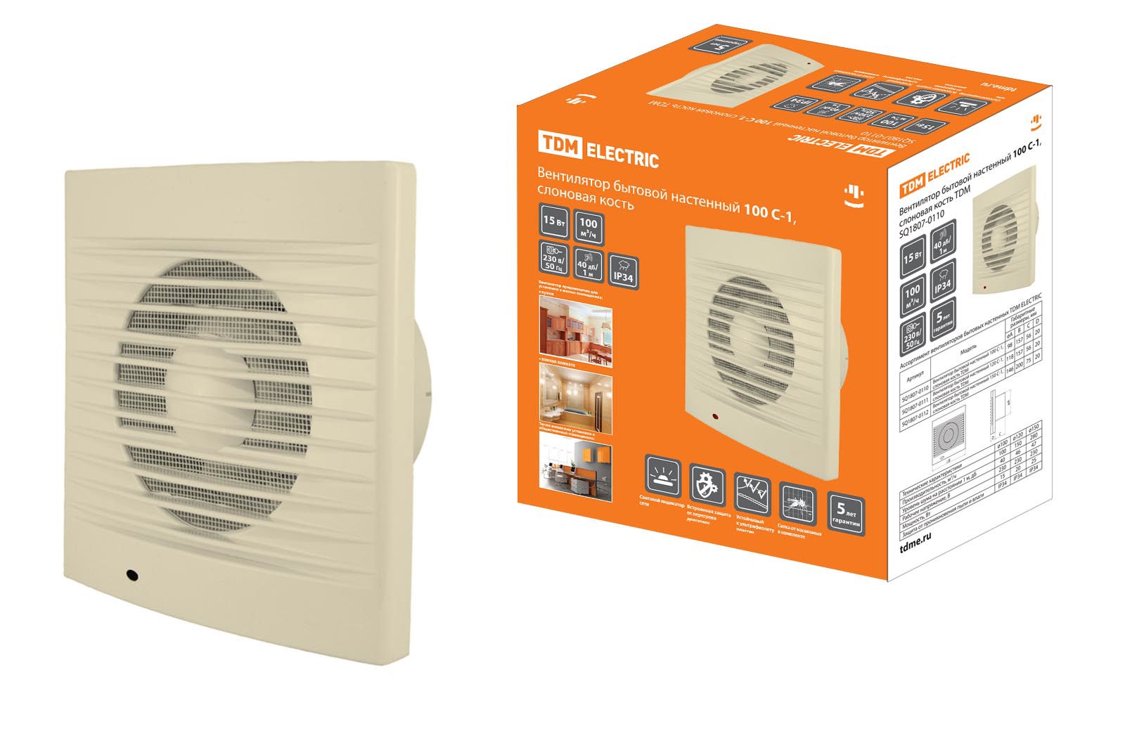 Изображение товара Вентилятор настенный вытяжной Tdm electric SQ1807-0110 D100 мм 40 дБ 100 м³/ч цвет слоновая кость Изображение товара Вентилятор настенный вытяжной Tdm electric SQ1807-0110 D100 мм 40 дБ 100 м³/ч цвет слоновая кость