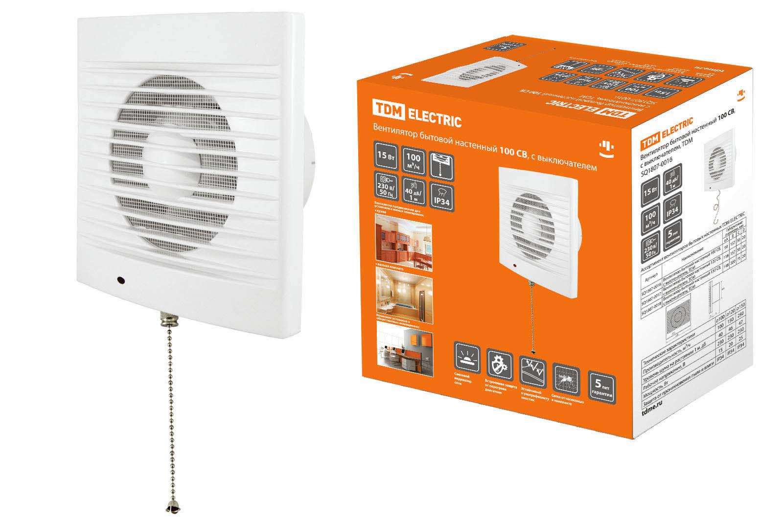 Изображение товара Вентилятор настенный вытяжной Tdm electric SQ1807-0016 D100 мм 40 дБ 100 м³/ч цвет белый Изображение товара Вентилятор настенный вытяжной Tdm electric SQ1807-0016 D100 мм 40 дБ 100 м³/ч цвет белый