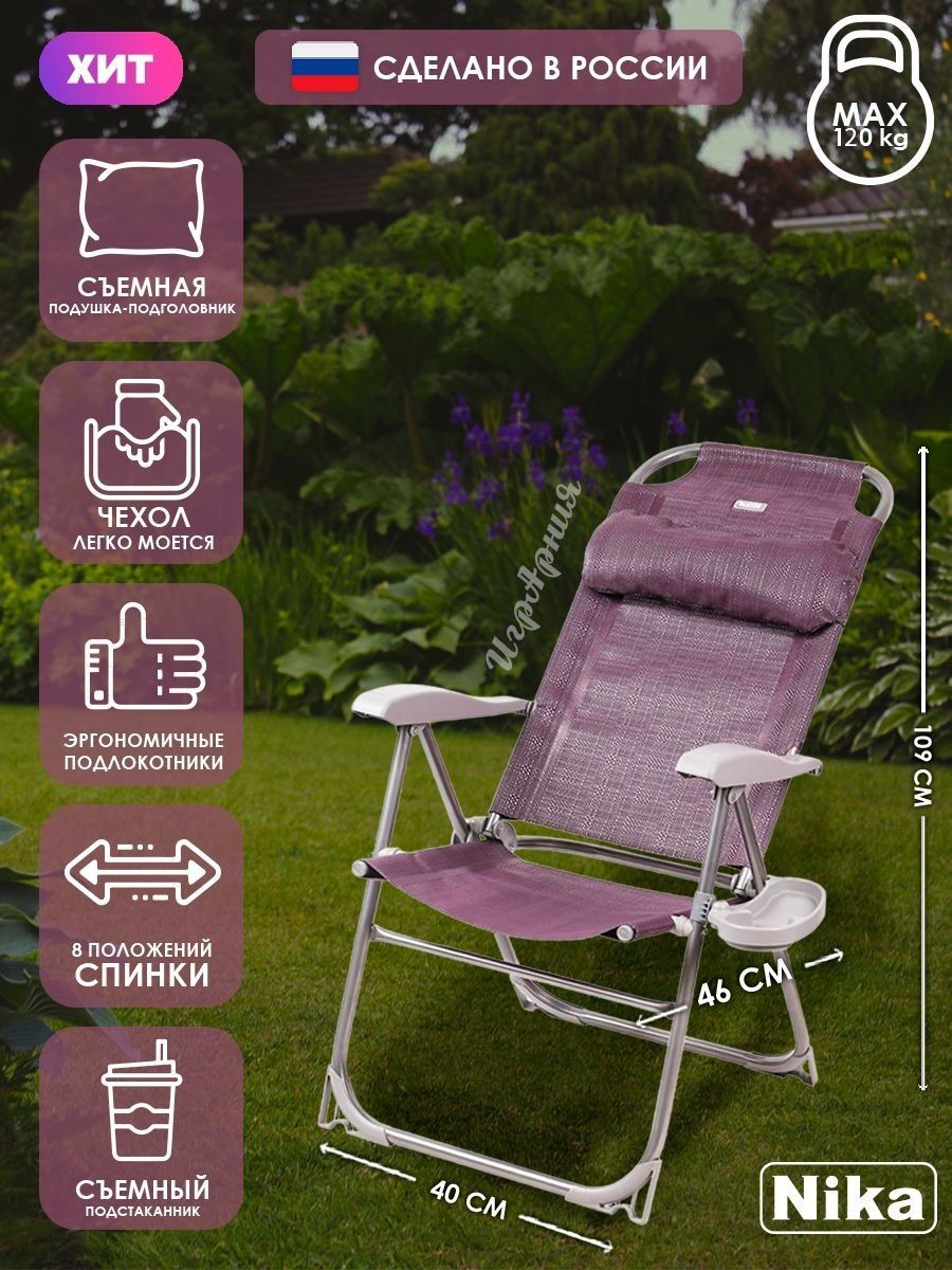 Изображение товара Кресло садовое Nika КШ2-1 75x59x109 см металл жаккард фиолетовый