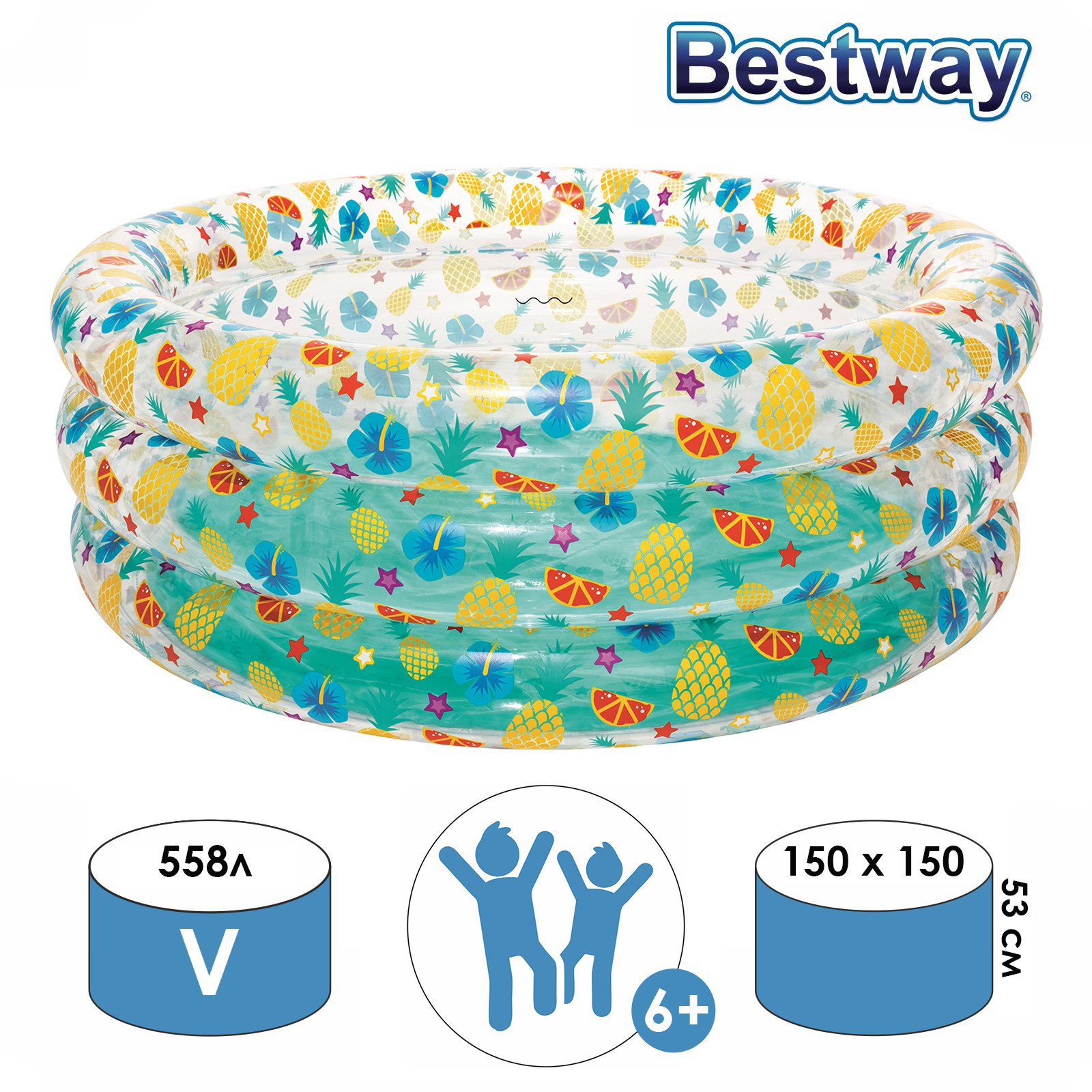 Изображение товара Надувной бассейн Bestway 51045 Тропические фрукты 150x53 см