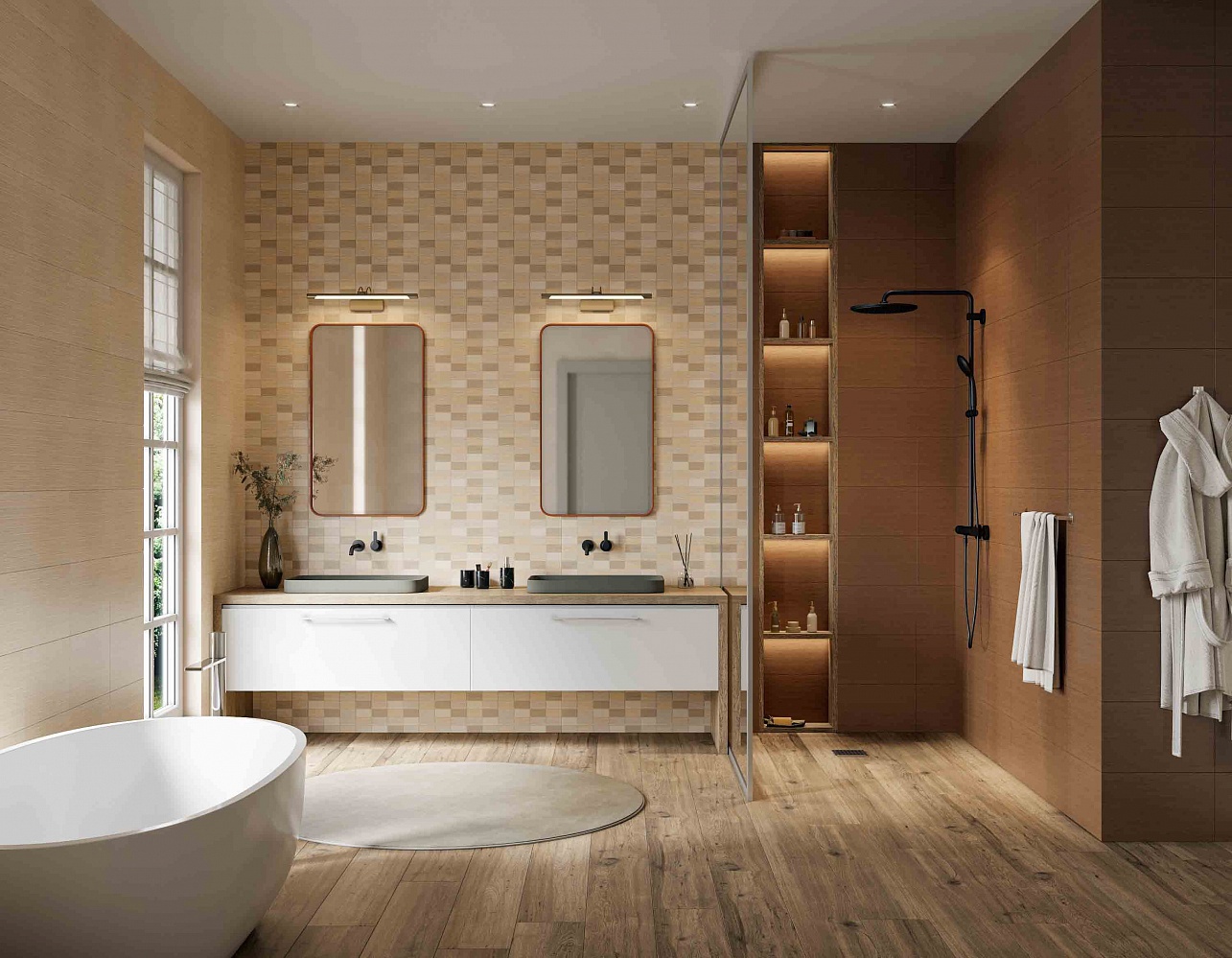 Изображение товара Керамическая настенная плитка Cypress cacao 25x40 см CRETO для кухни ванной комнаты