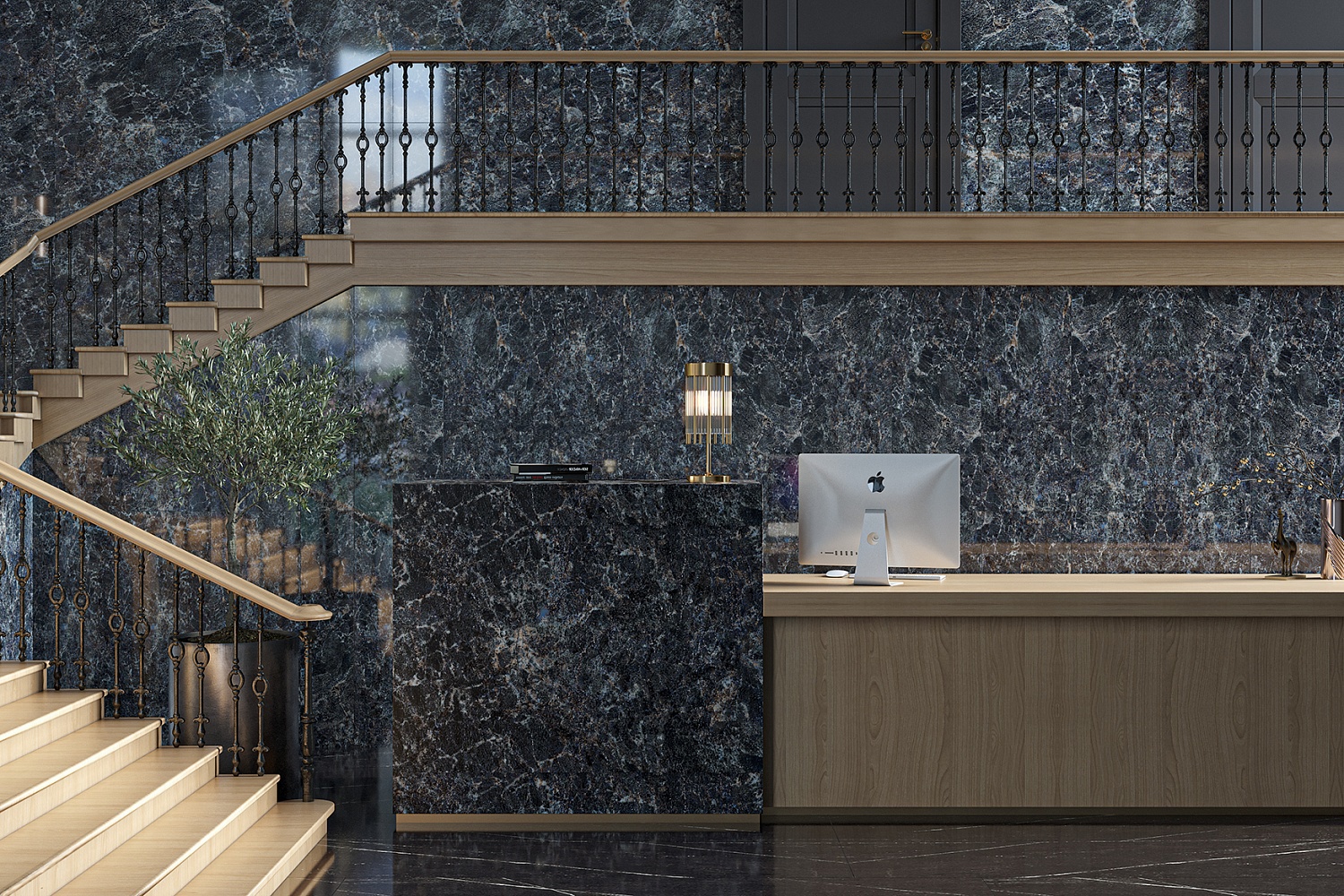 Изображение товара Керамогранит Amazonite Pebble 80x160см CRETO крупный формат мрамор эффект