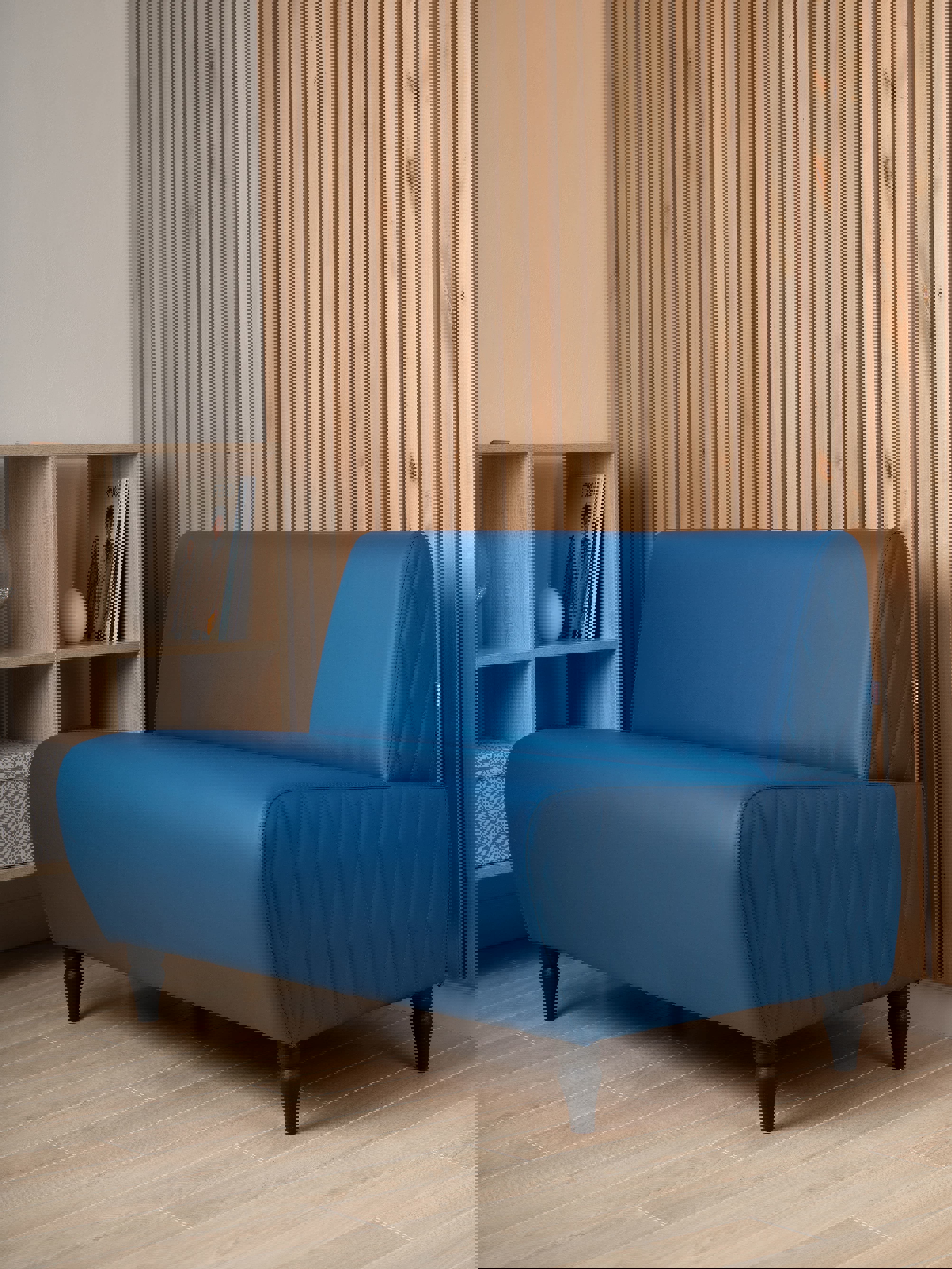 Изображение товара Мини диван БУНО из экокожи синий 110x73x67 см компактная мебель