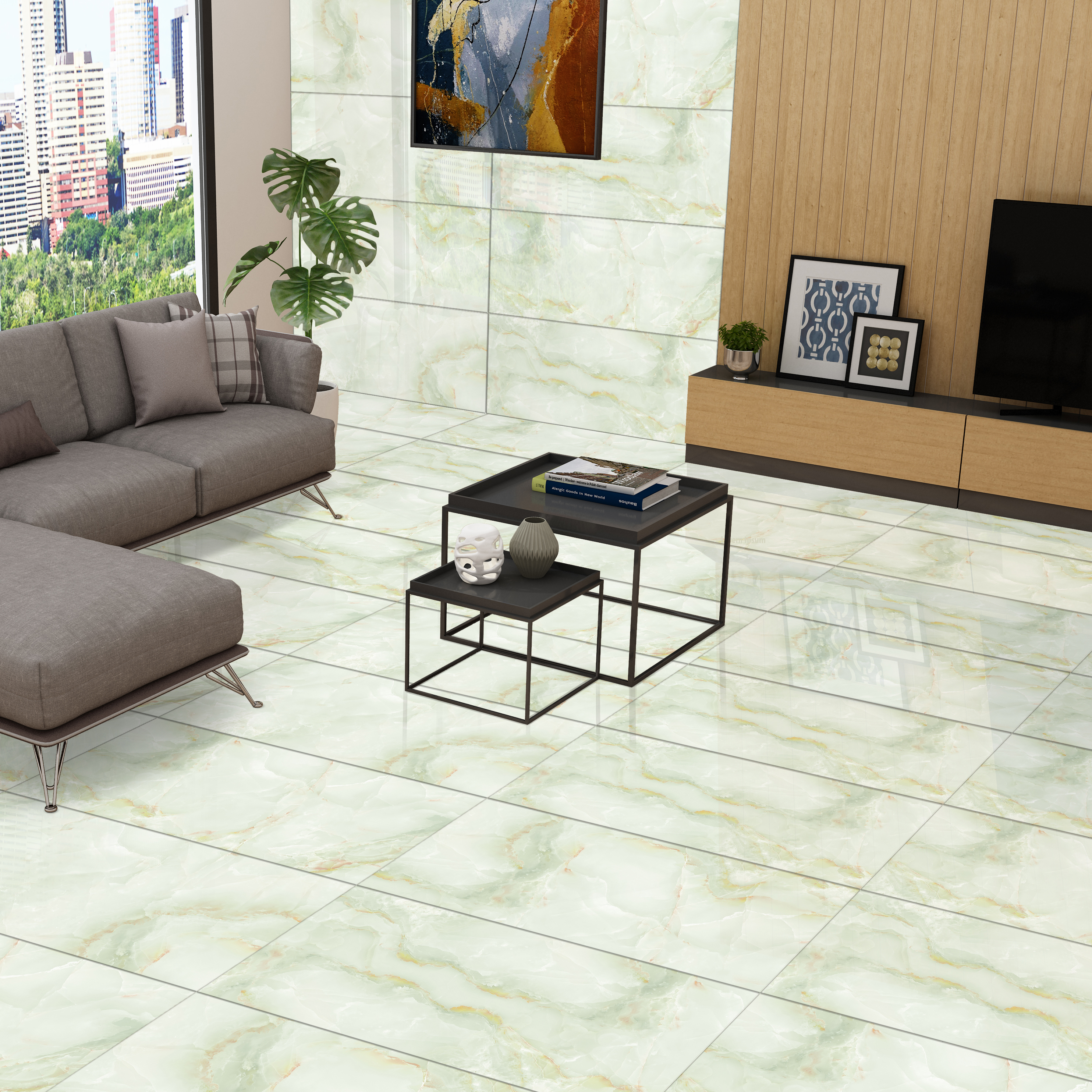 Изображение товара Керамогранит Concor Blaze Green 60x120 см глянцевый мраморный эффект