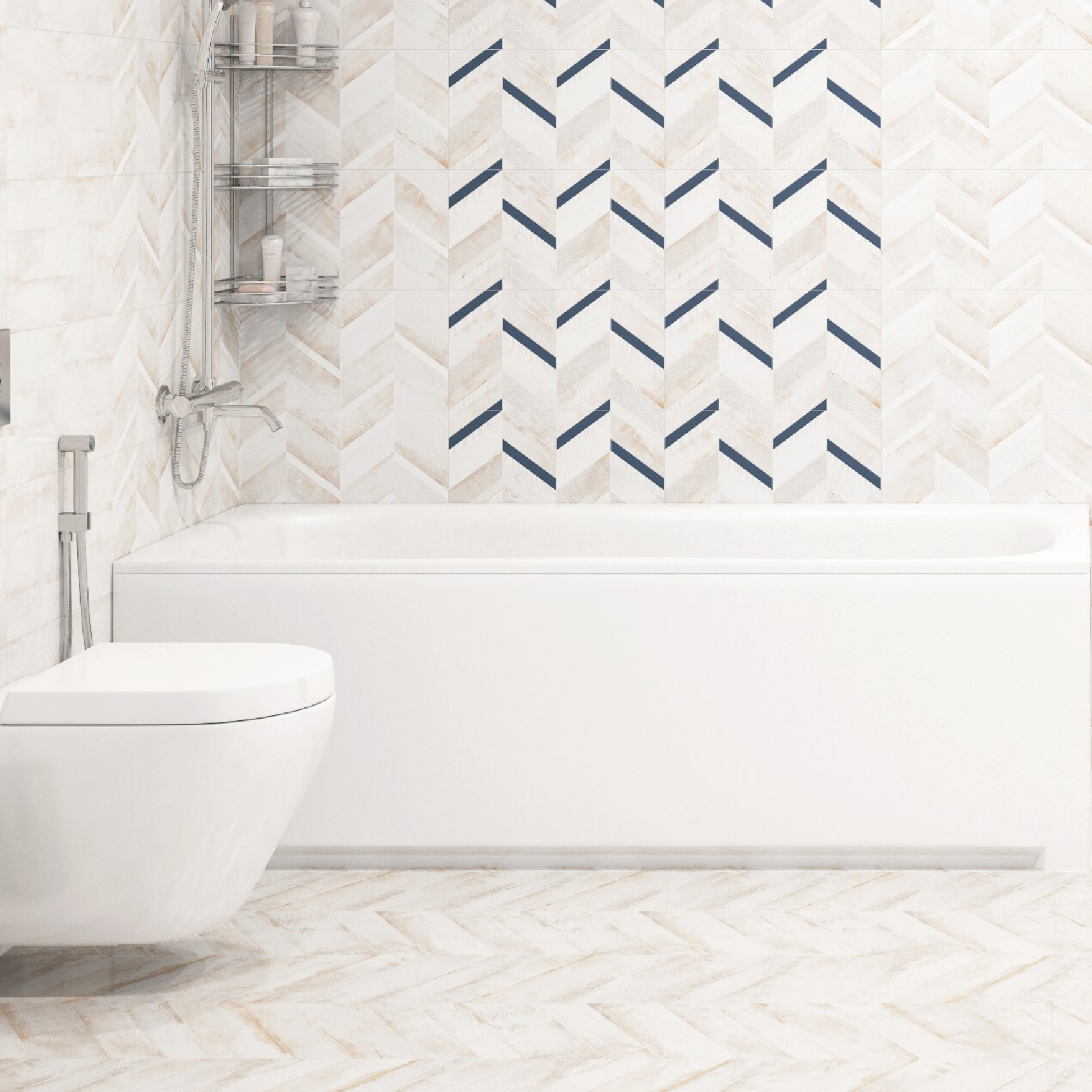 Изображение товара Керамогранит LB Ceramics Блю Шеврон 45x45 см матовый бежевый эффект дерева