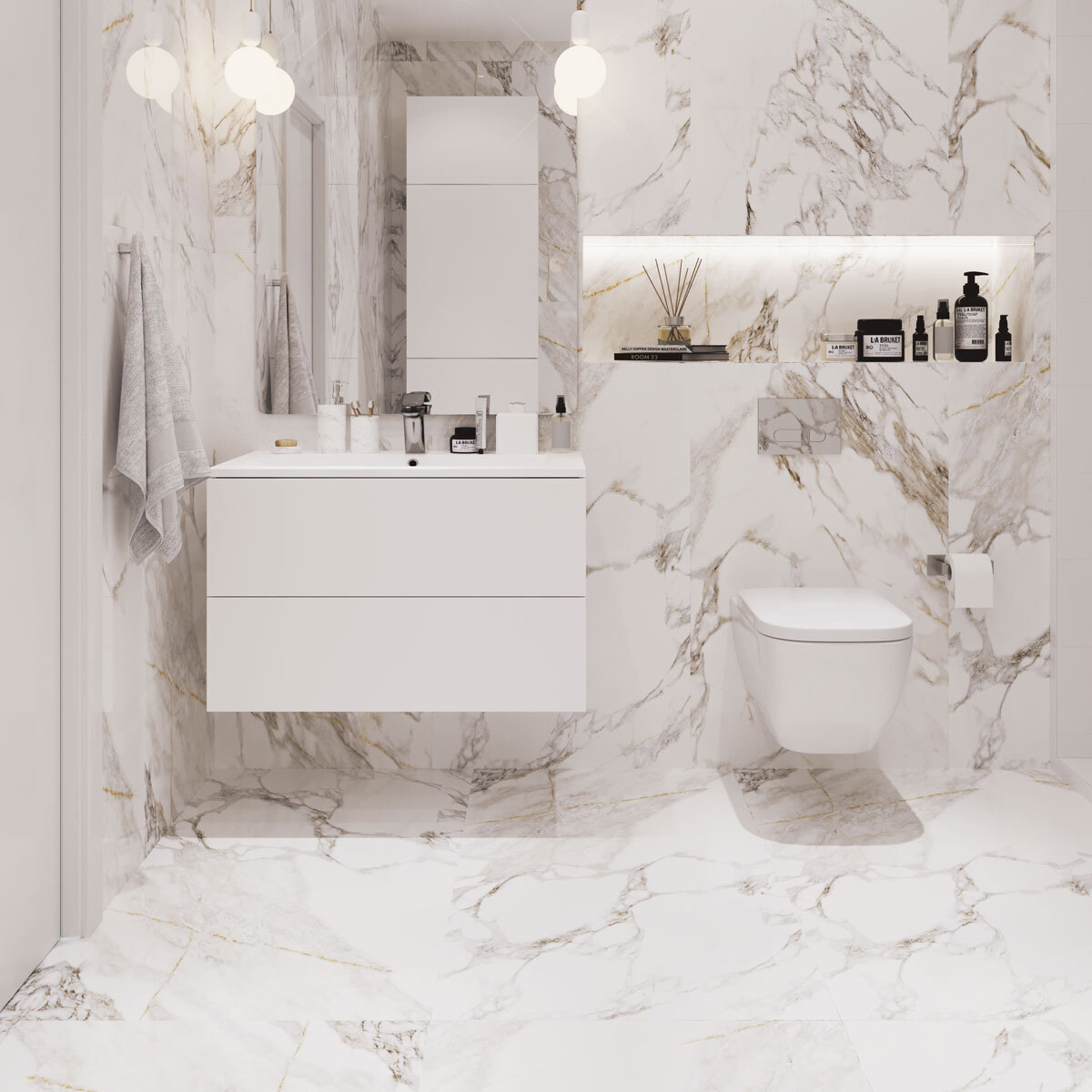 Изображение товара Керамогранит Glamour 60x120 см серый мраморный эффект высокого качества