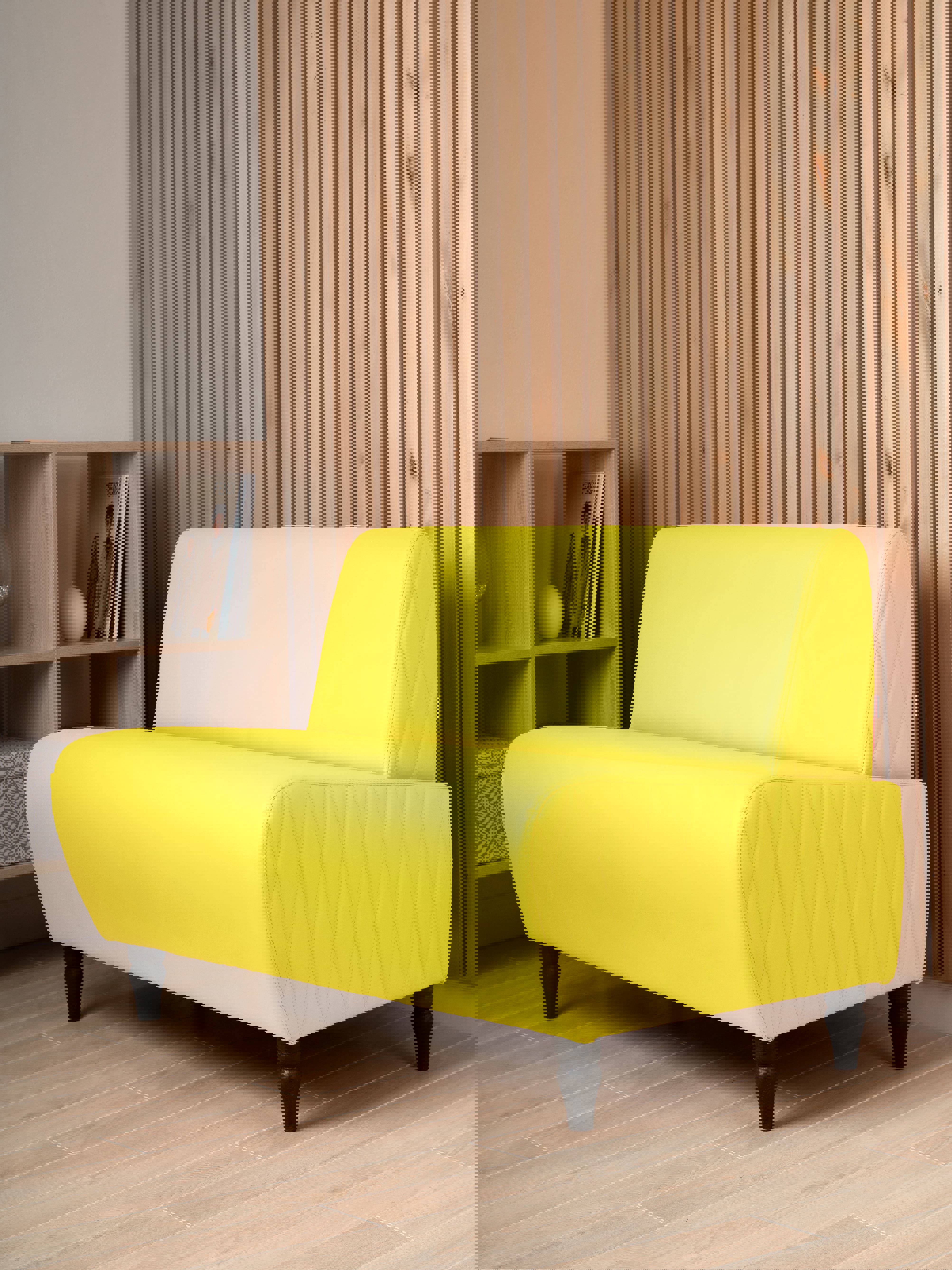 Изображение товара Мини диван из искусственной кожи желтый MONOFIX Буно Mn73_10 110x73x67 см для офиса и кухни