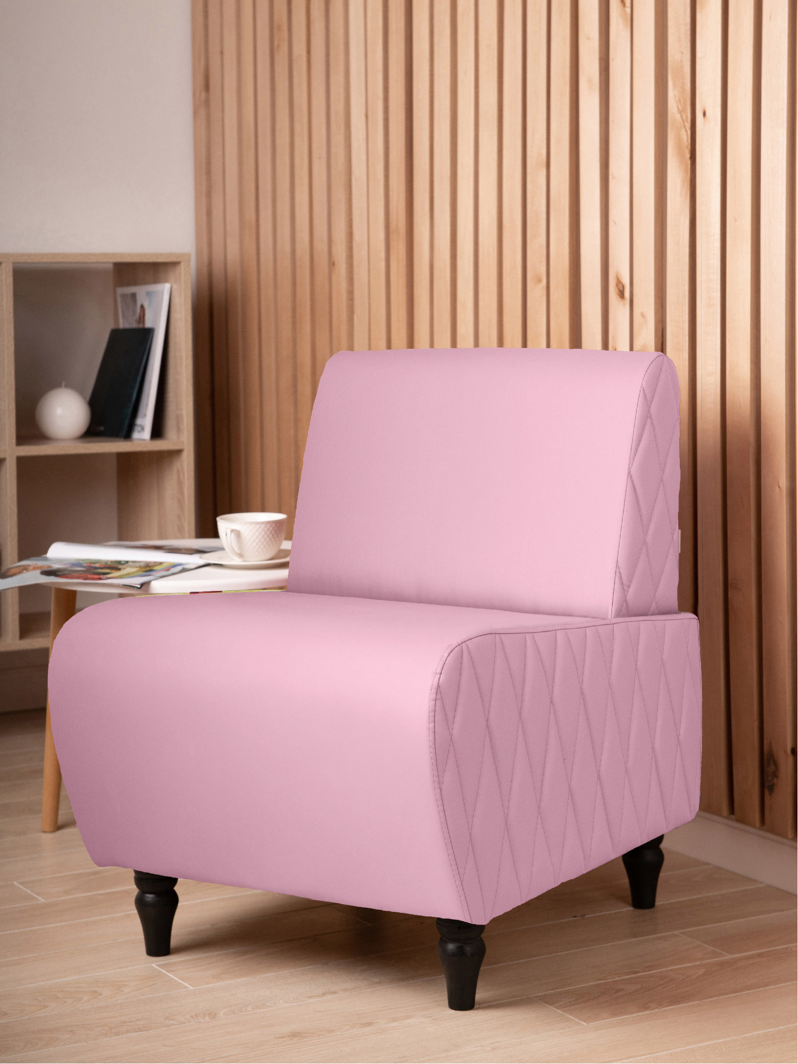 Изображение товара Кресло Monofix Буно из экокожи 55x73x67 см розового цвета для интерьера