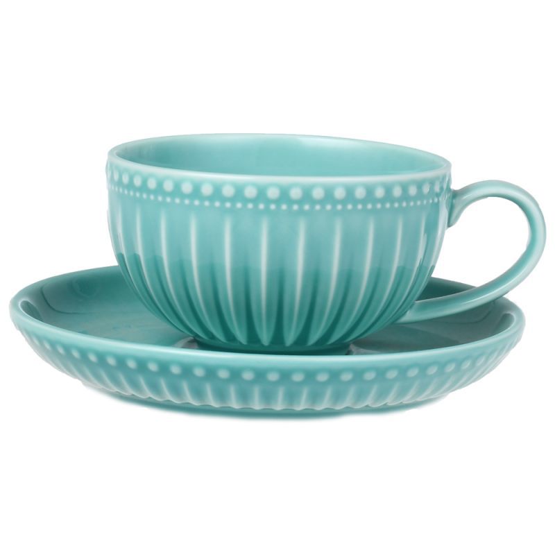 Изображение товара Чайный набор 275 мл Myatashop Beautiful patterns фарфор зеленый голубой