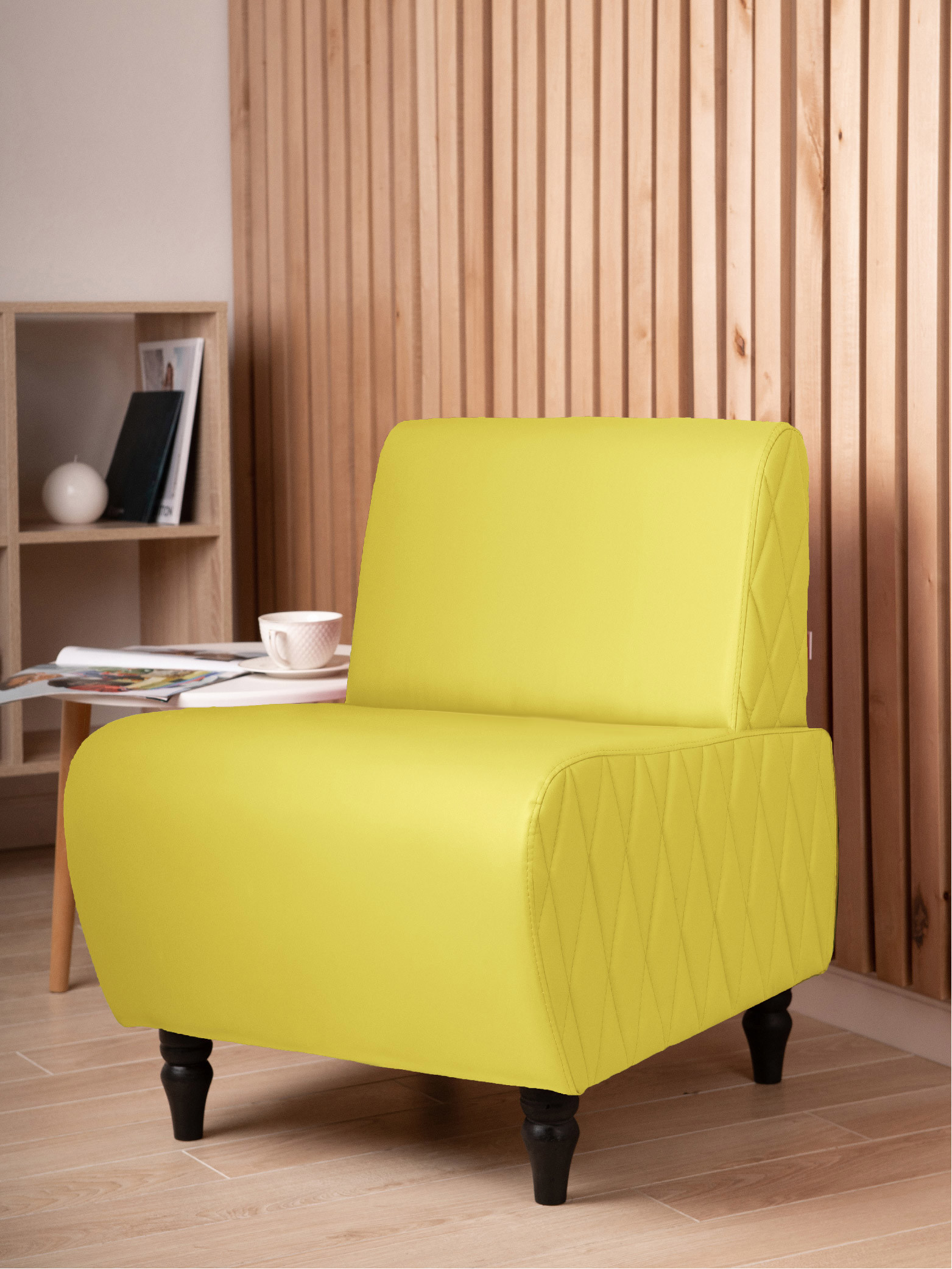 Изображение товара Кресло Monofix Буно из экокожи желтого цвета 55x73x67 см - универсальное и стильное