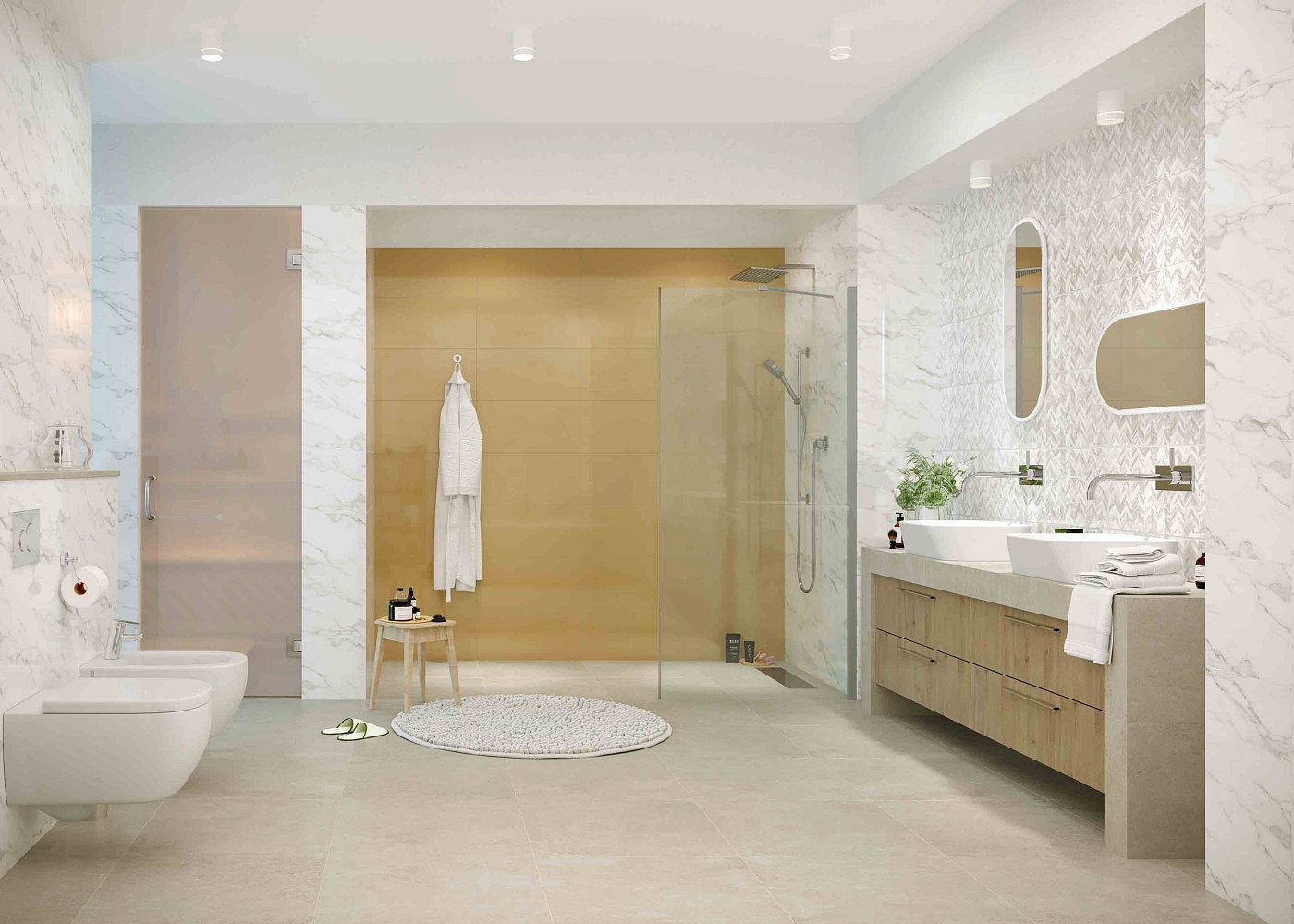 Изображение товара Керамическая плитка CRETO Mono mustard 30x60см для стен интерьер квартиры