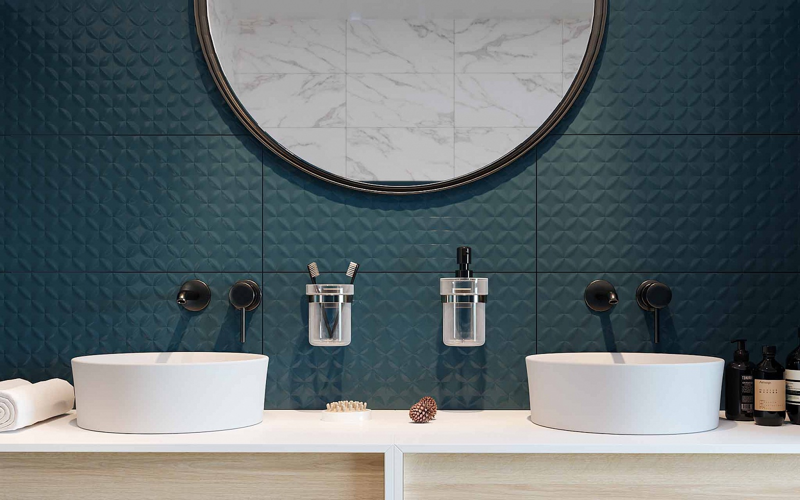 Изображение товара Керамическая настенная плитка Creto Pastel Waffle blue 30x60 см Россия