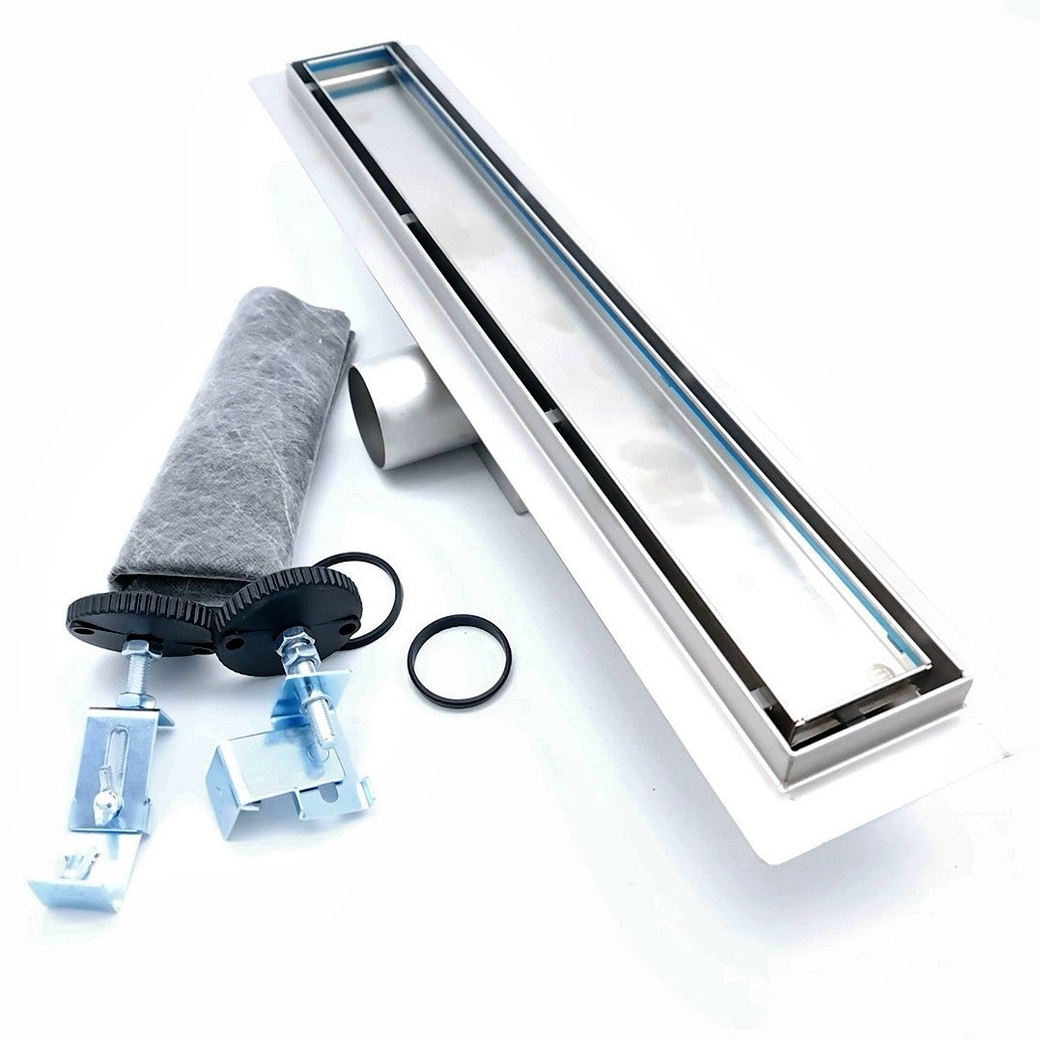 Изображение товара Душевой трап Tim BAD4510002 из нержавеющей стали с сухим затвором 70x900 мм