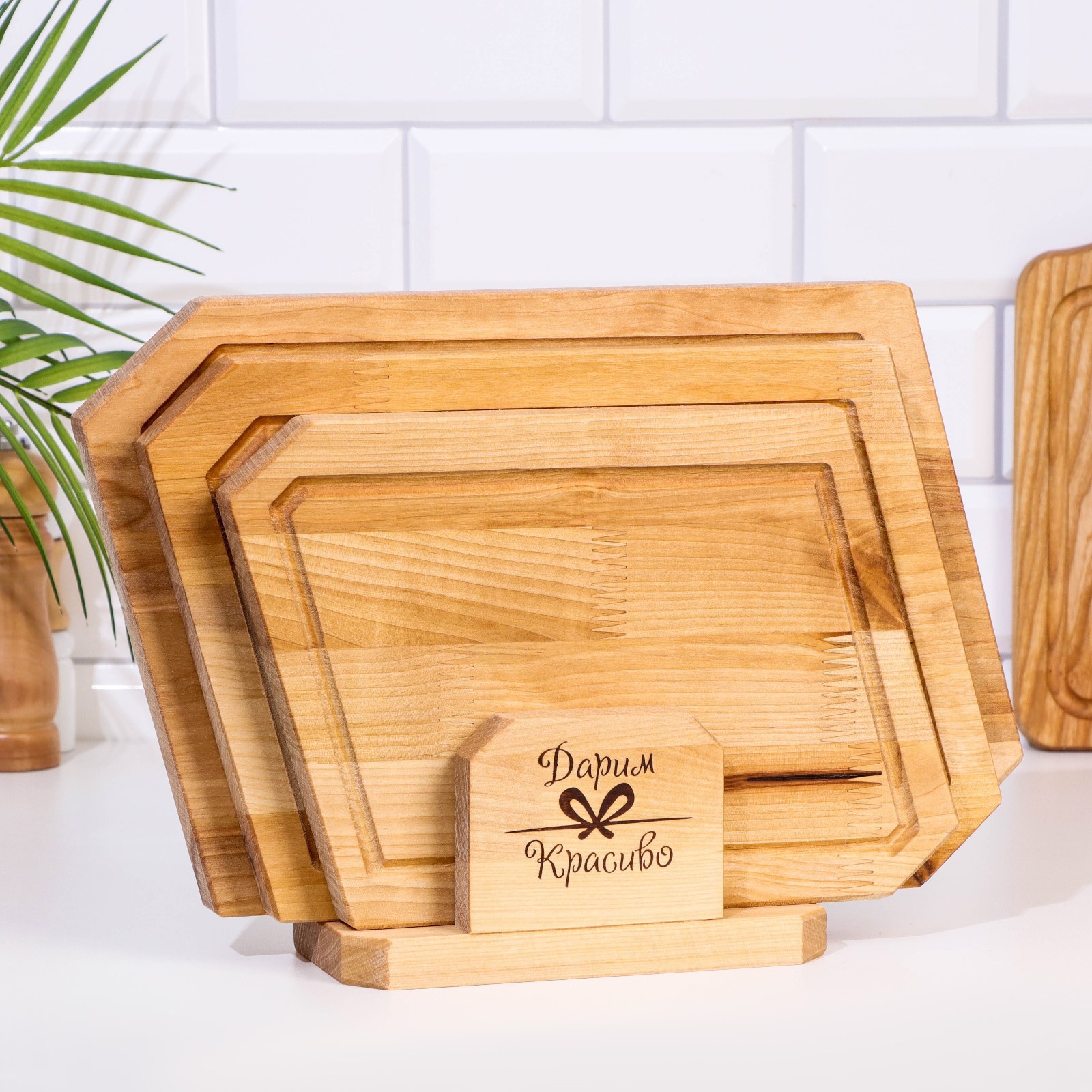 Изображение товара Разделочная доска Дарим красиво 7706731 22x36 см дерево цвет бежевый/коричневый