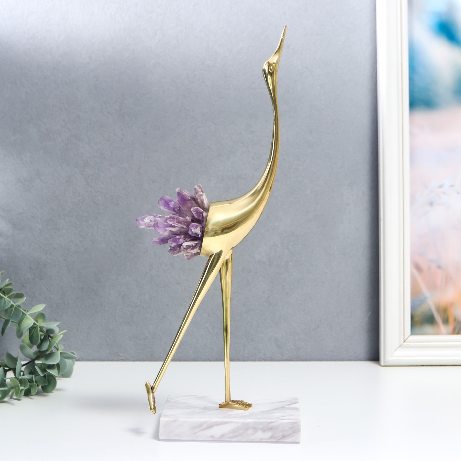 Изображение товара Сувенир интерьерный "Журавль хВост из аметиста" 37x19x17 см