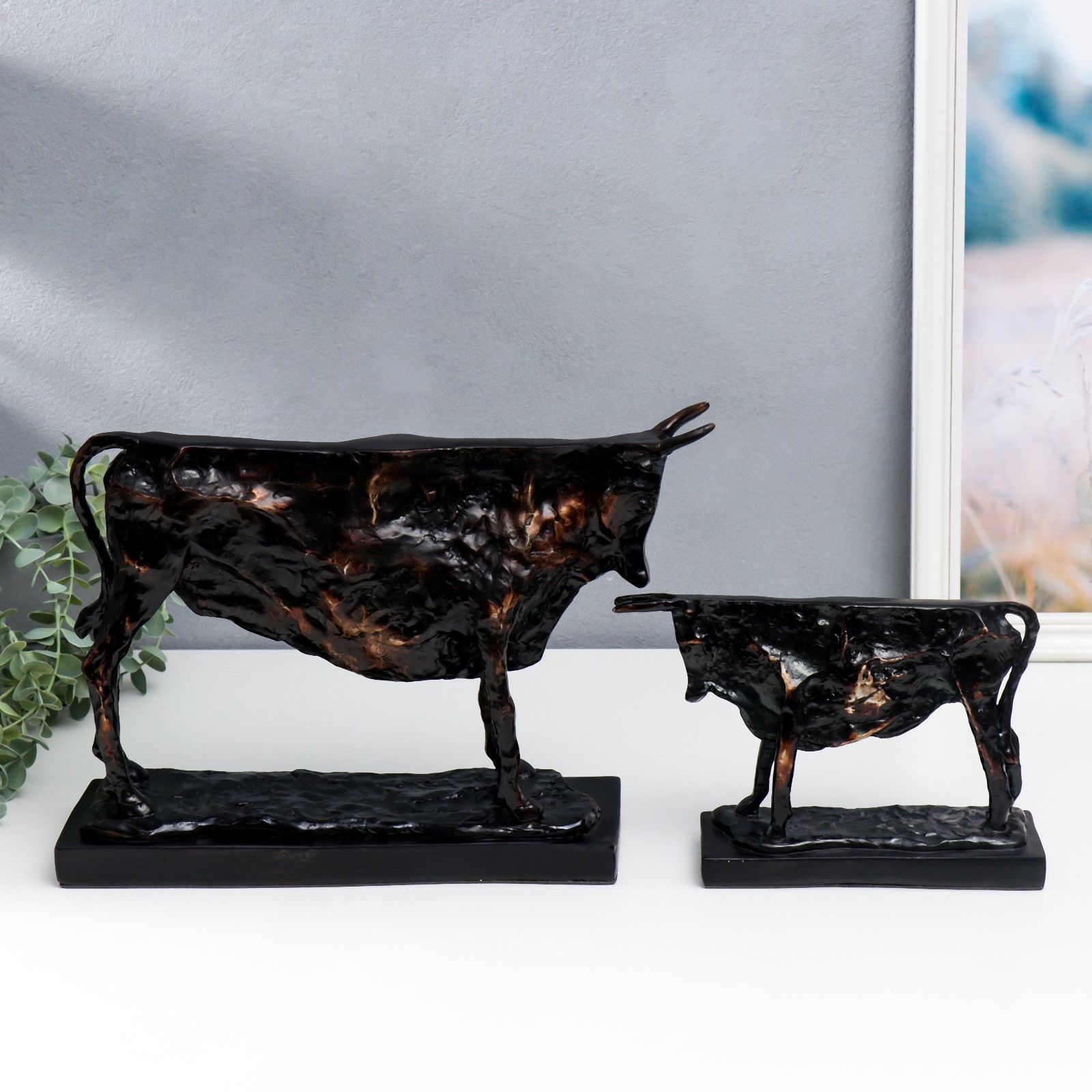 Изображение товара Сувенир интерьерный "Быки" набор 2 шт 27x11x39 см