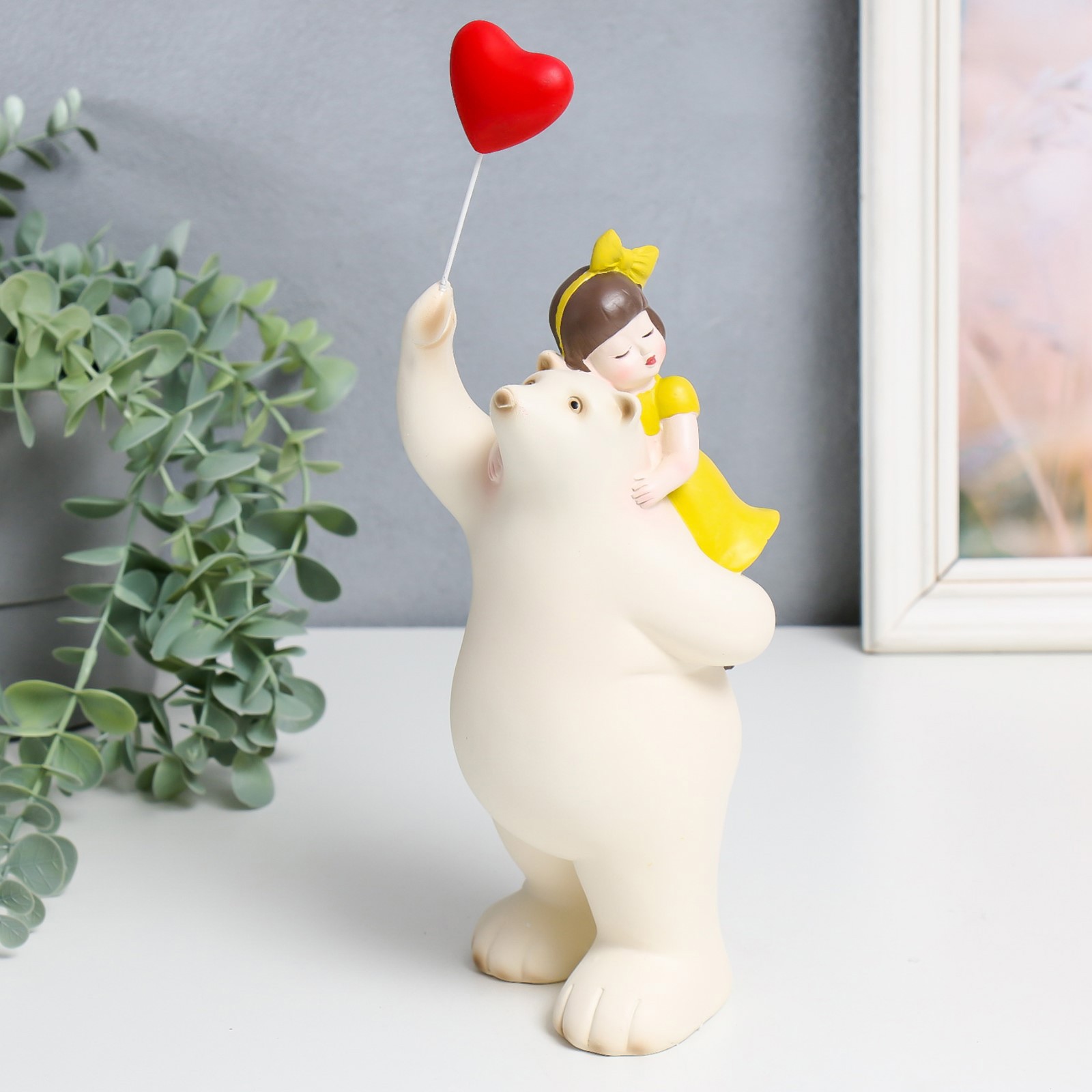 Изображение товара Сувенир интерьерный Медведь с малышкой на спине 7x7.5x29 см