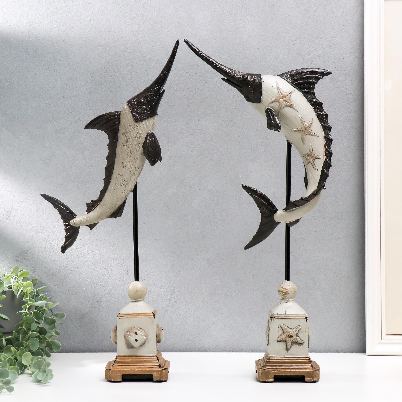 Изображение товара Сувенир интерьерный "Рыба меч" набор 2 шт 28.5x12.3x5.8 39.5x12x6.5 см