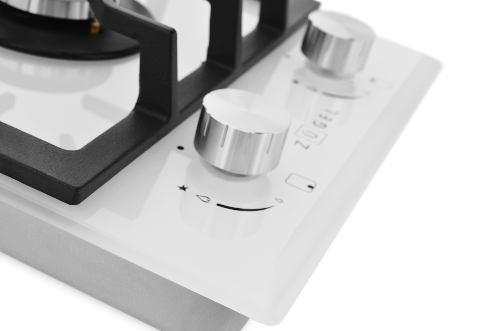 Изображение товара Газовая варочная панель Zugel ZGH291W 2 конфорки белый стекло чугун решетки