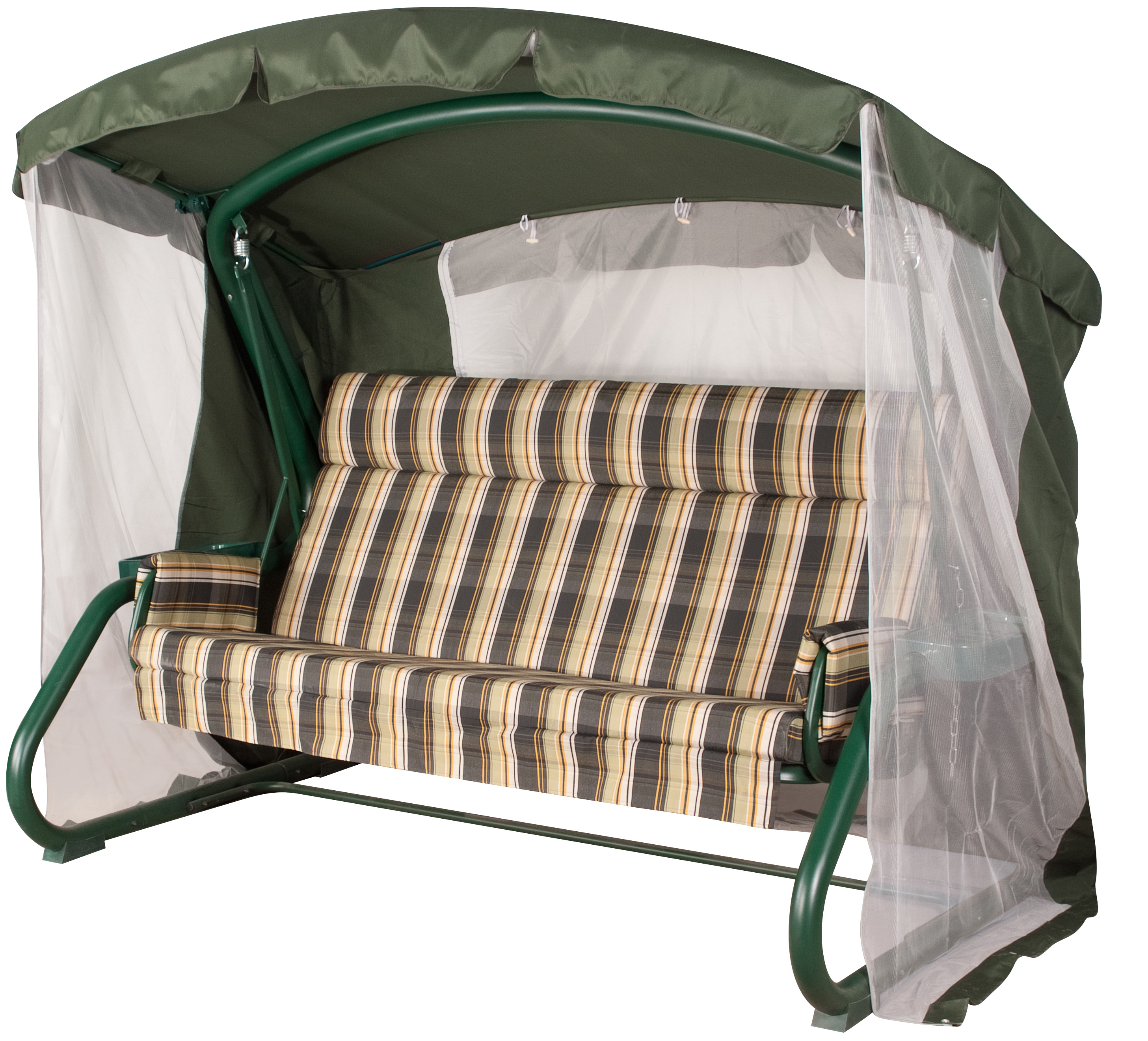 Изображение товара Качели садовые Толедо 4-х местные, зеленый, металлический каркас, тент
