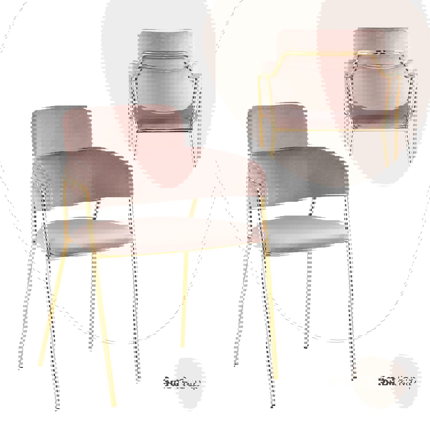 Изображение товара Кухонный стул Полин с велюровой обивкой и золотым каркасом