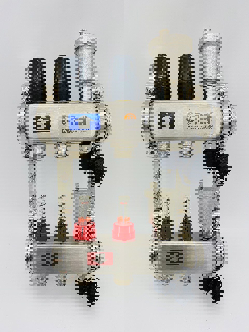 Изображение товара Коллектор для теплого пола TIM KCS5002 с расходомерами и концевиками 1" 2 выхода