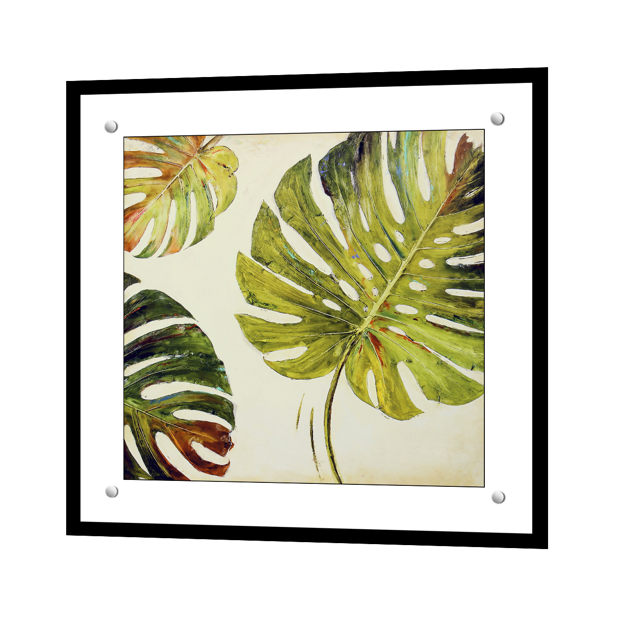 Изображение товара Защитный экран Borntoprint Листья в рамке 60x50x0.4 см закаленное стекло