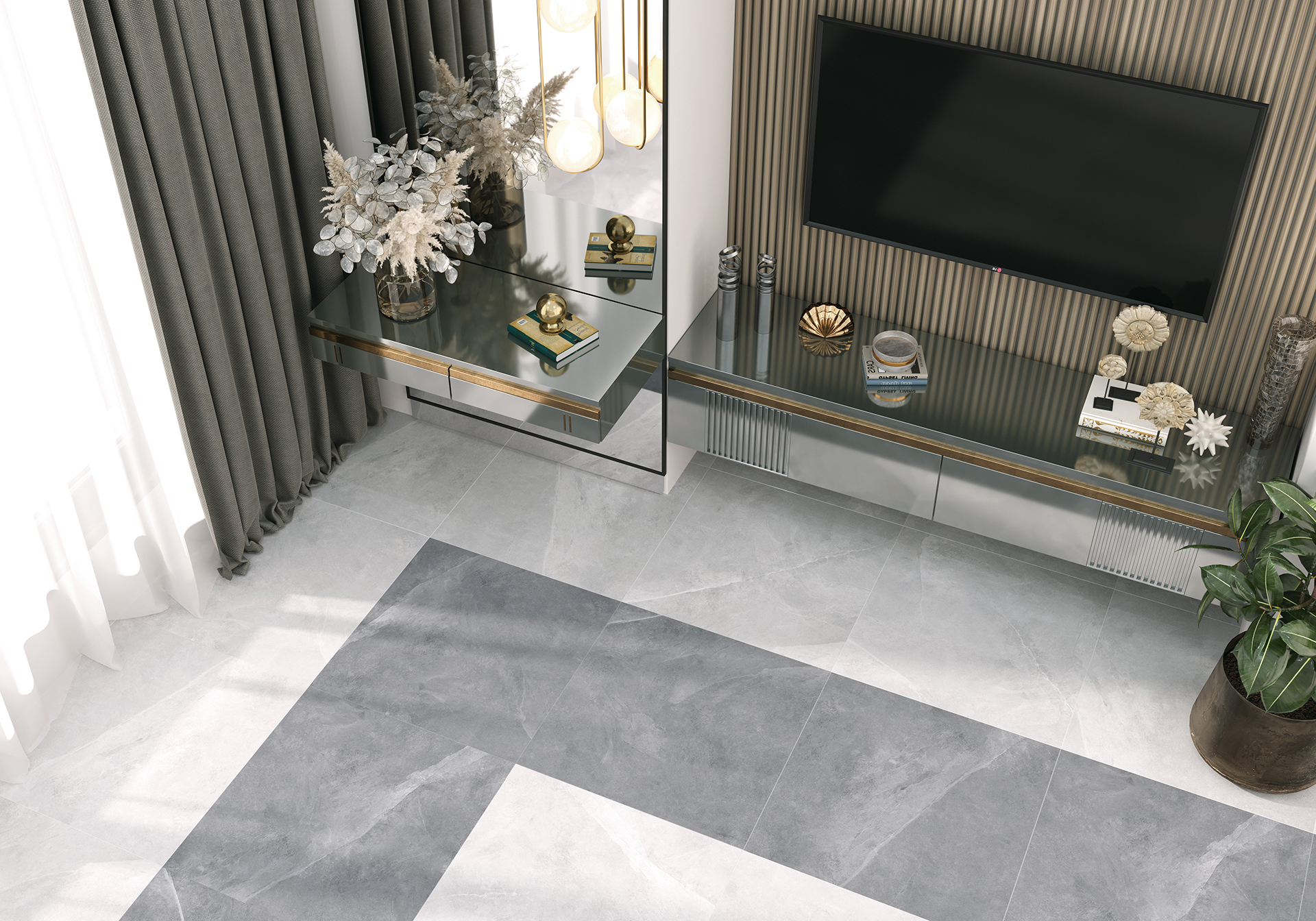 Изображение товара Напольная керамогранитная плитка Alma Ceramica Basalto 57x57 см серый, износостойкая, утепленная дл