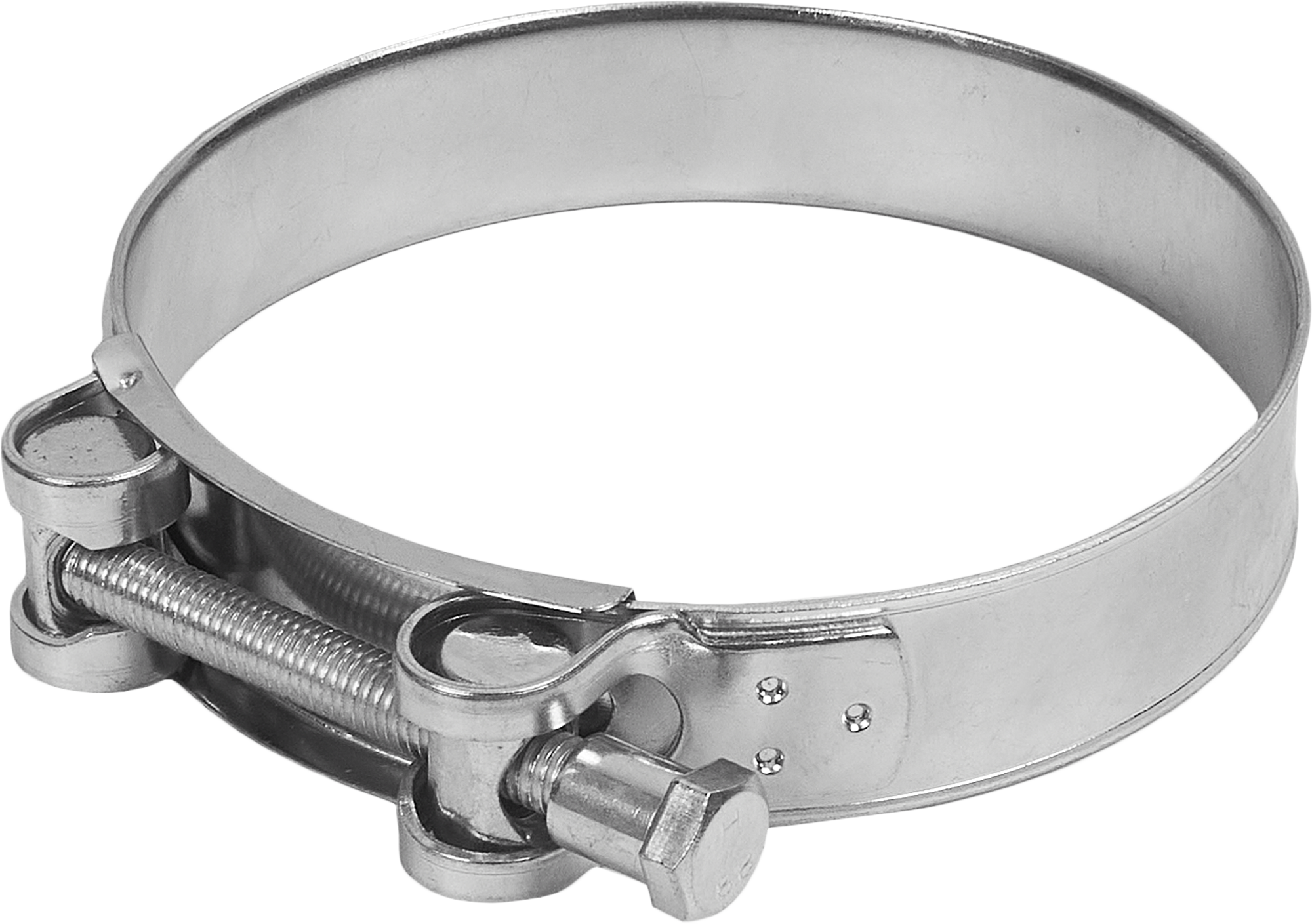 Изображение товара Хомут силовой оцинкованный 104-112 мм для труб из ПВХ и резины