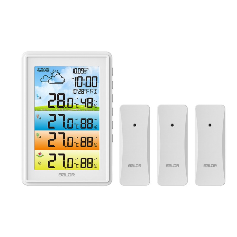 Изображение товара Метеостанция Baldr B0360WST4H4PR_white беспроводная с 3 внешними датчиками цвет белый Изображение товара Метеостанция Baldr B0360WST4H4PR_white беспроводная с 3 внешними датчиками цвет белый