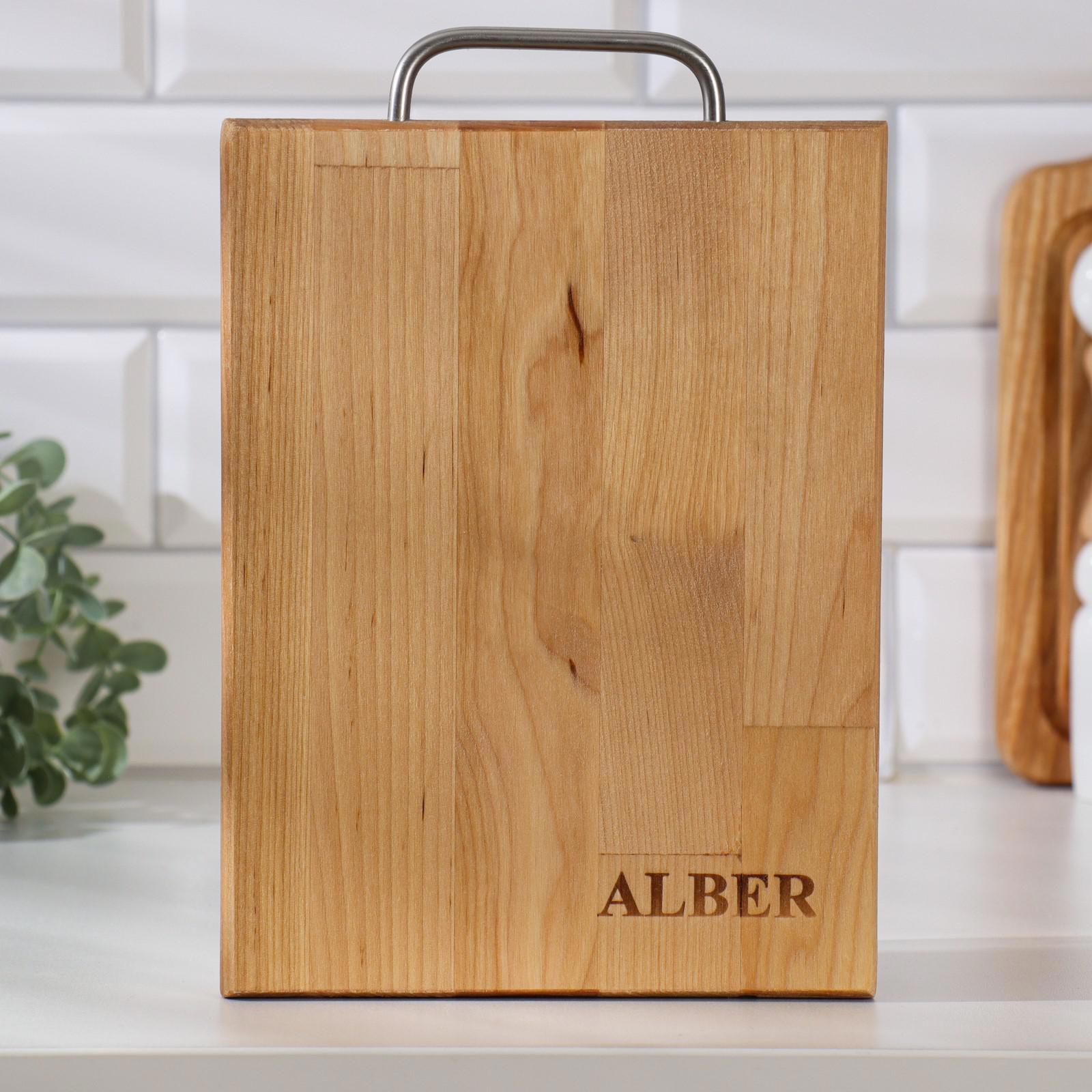 Изображение товара Доска разделочная Simaland Прямоугольник малая 26x18 см с металлической ручкой