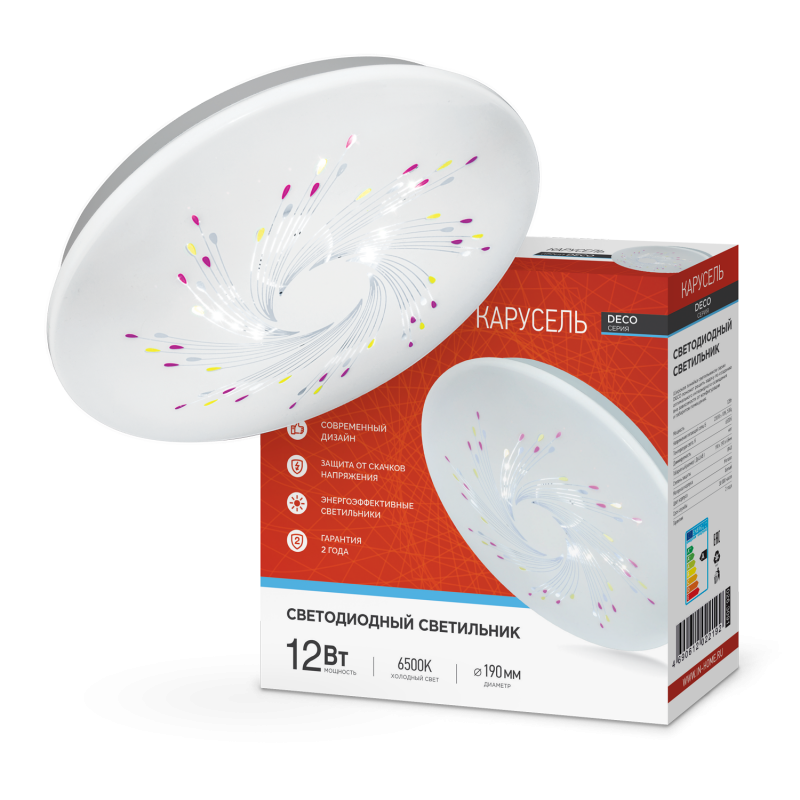 Изображение товара Люстра потолочная светодиодная IN HOME серия DECO 12Вт белый холодный свет 19см