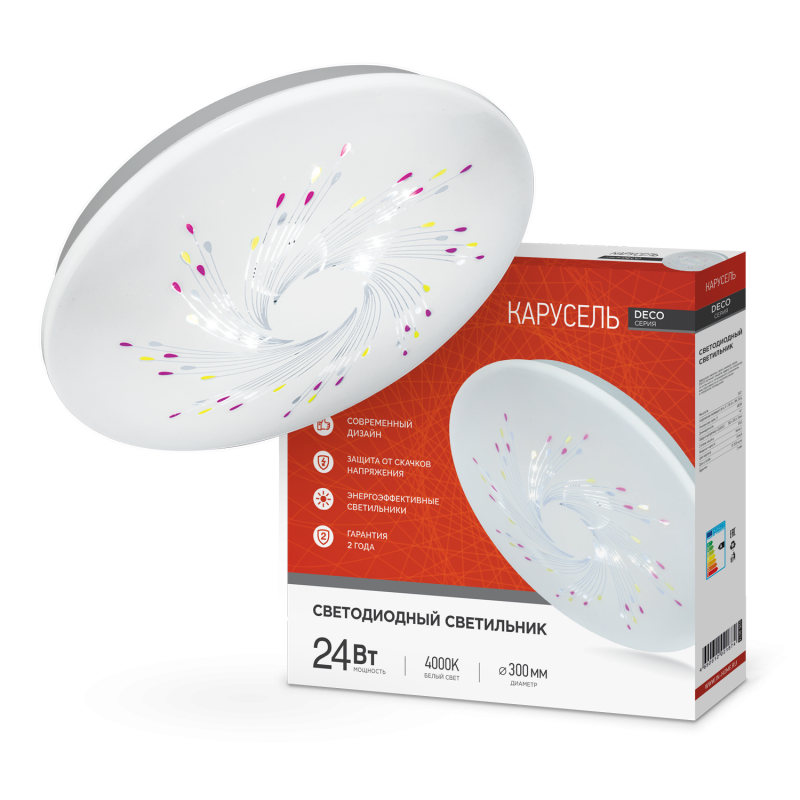 Изображение товара Люстра потолочная светодиодная IN HOME серии DECO 24Вт IP40 классическая белая