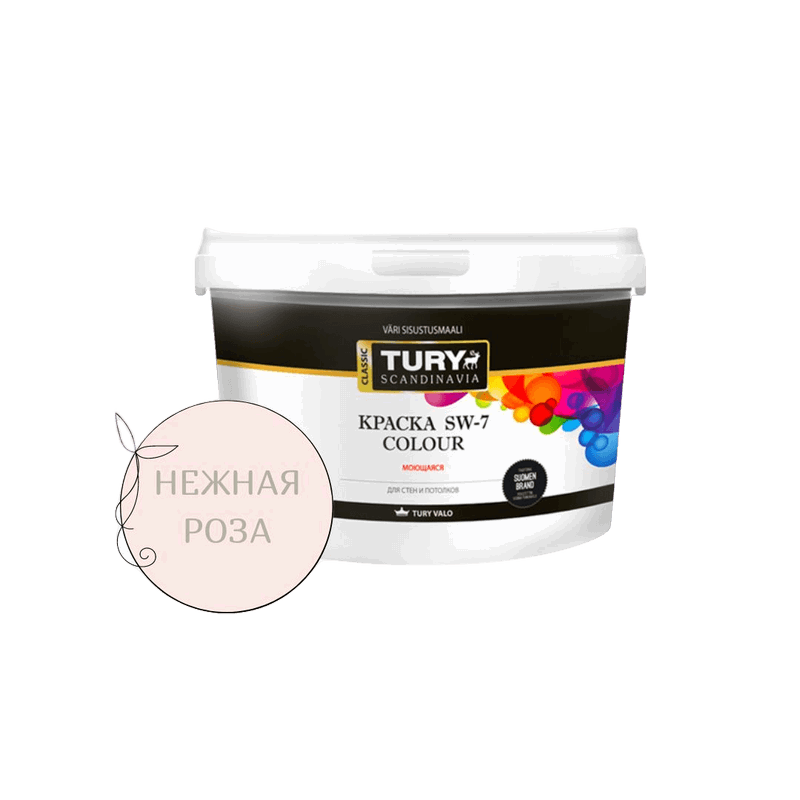 Изображение товара Краска интерьерная SW-7 Color TURY моющаяся нежная роза 04-01. 2.4 кг Изображение товара Краска интерьерная SW-7 Color TURY моющаяся нежная роза 04-01. 2.4 кг