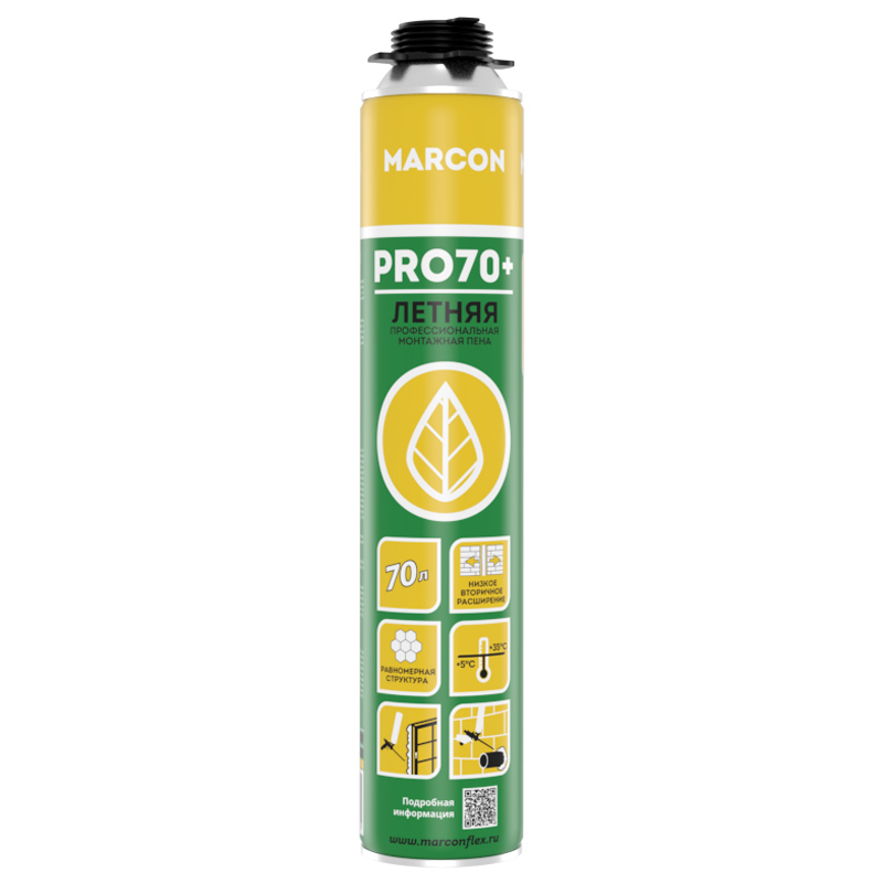 Изображение товара Пена монтажная Marcon PRO 70+ 900 мл для герметизации и теплоизоляции