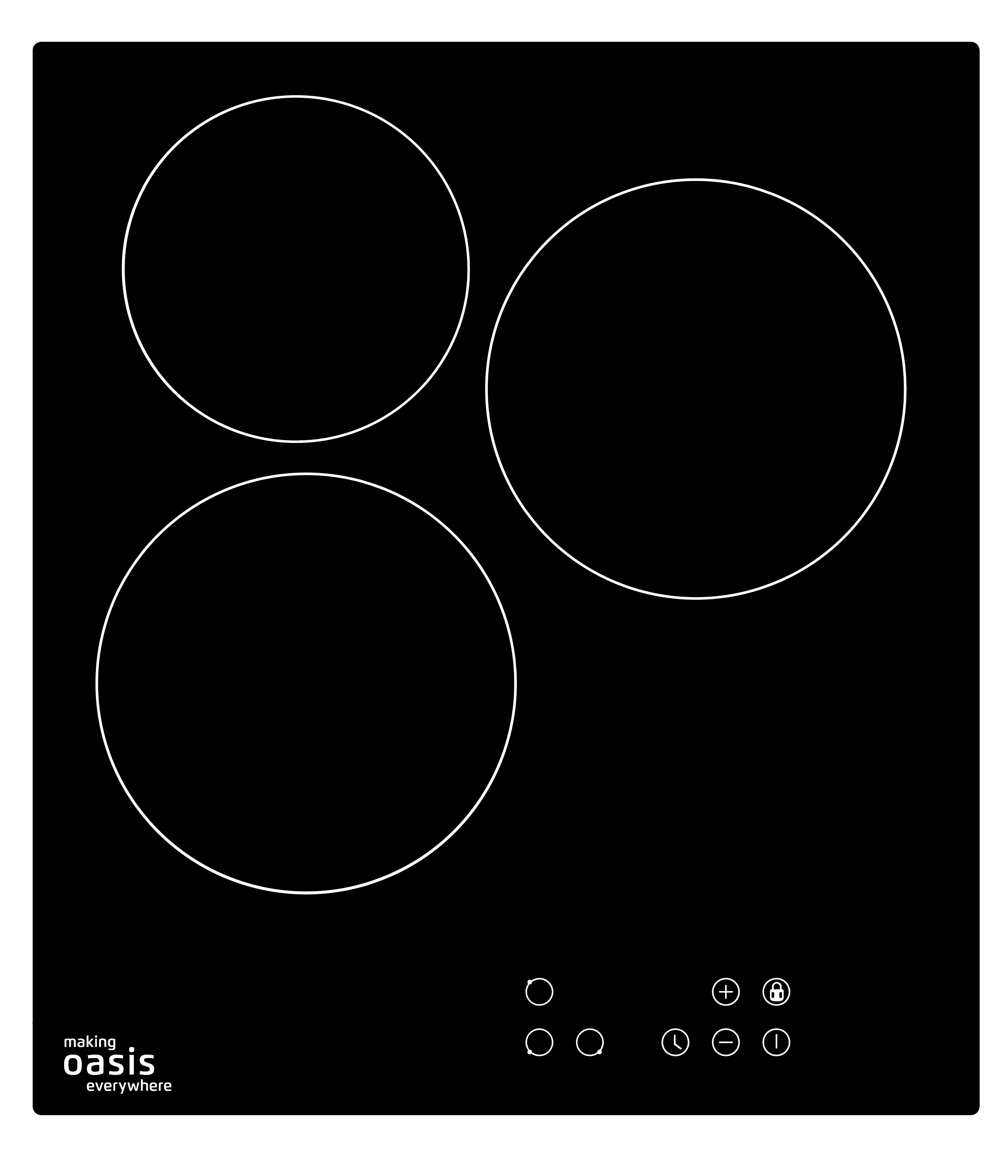 Изображение товара Электрическая варочная панель Oasis P-3SBS 45 см 3 конфорки сенсорное управление черная