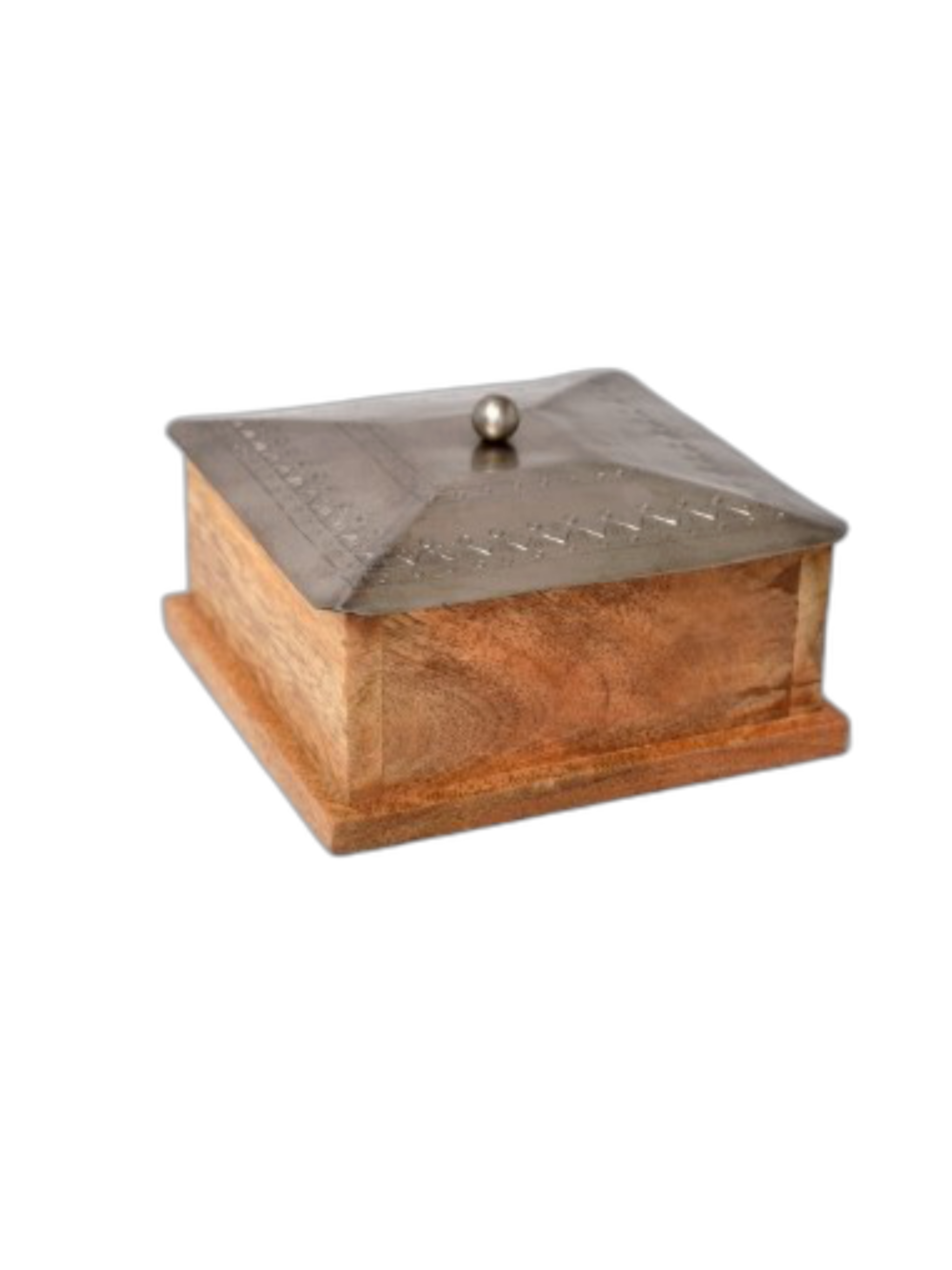 Изображение товара Деревянная квадратная шкатулка с металлической крышкой большая ручная работа