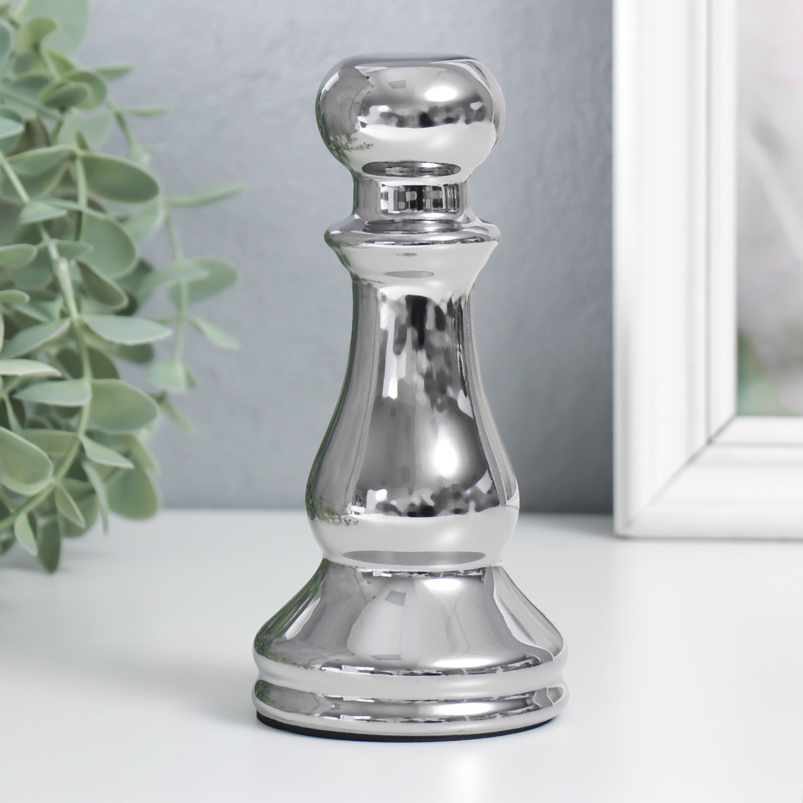 Изображение товара Сувенир интерьерный Шахматная фигура Пешка серебро 16x7.5x7.5 см