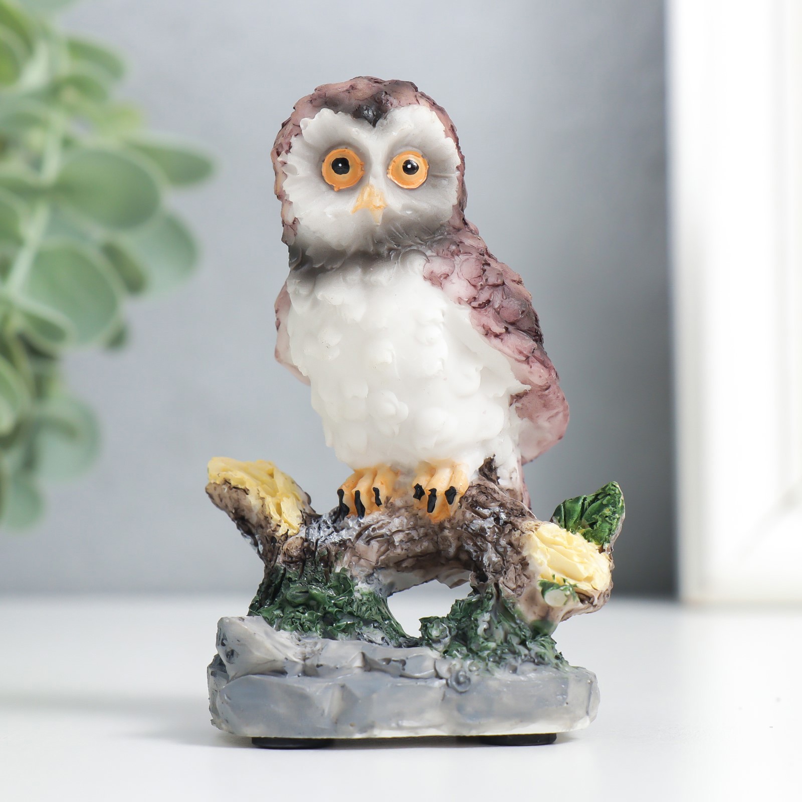 Изображение товара Сувенир Лесной филин у цветов — декоративная фигура 4,3×5,5×8,5 см